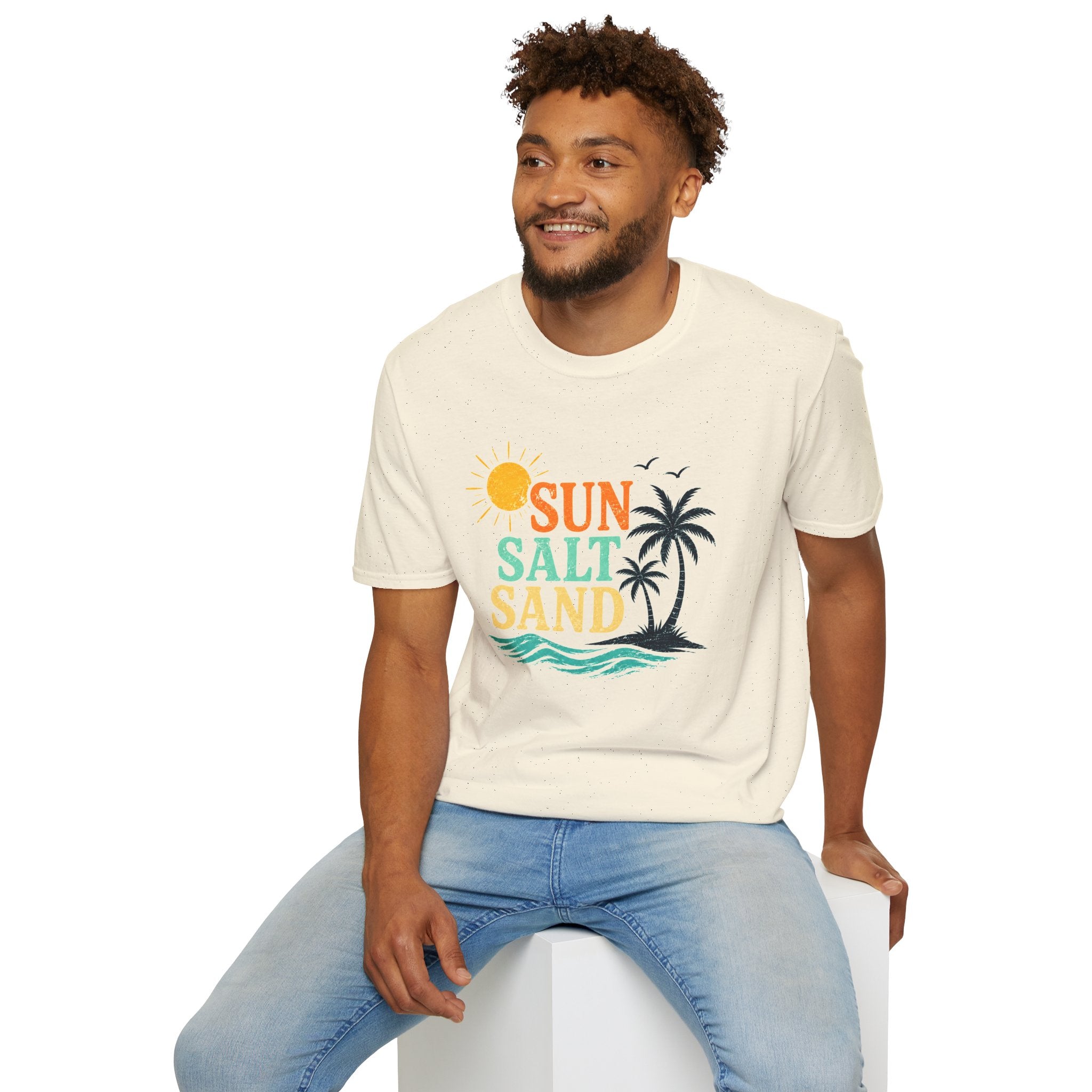 Sun Salt Sand Beach T-Shirt — Palm Tree Summer Vacation Tee