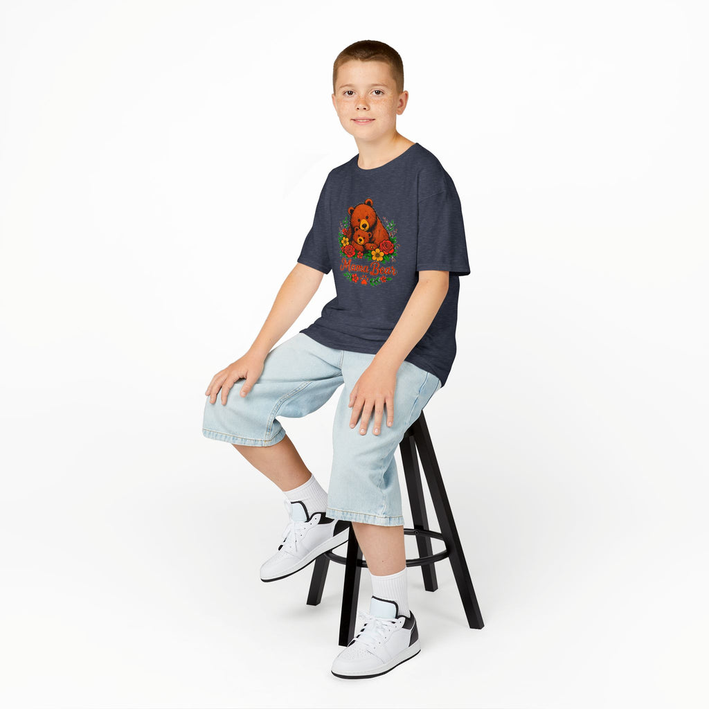 Kids T-Shirt — 'Mama Bear' Cute Floral Bear Graphic