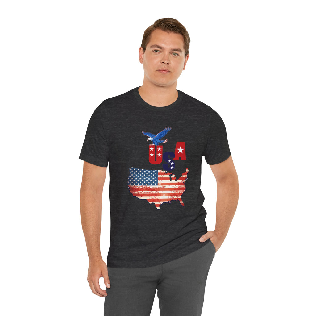 USA Flag Map T-Shirt, Patriotic Eagle Shirt, 4th of July Shirt, American Flag Tee, Independence Day Gift