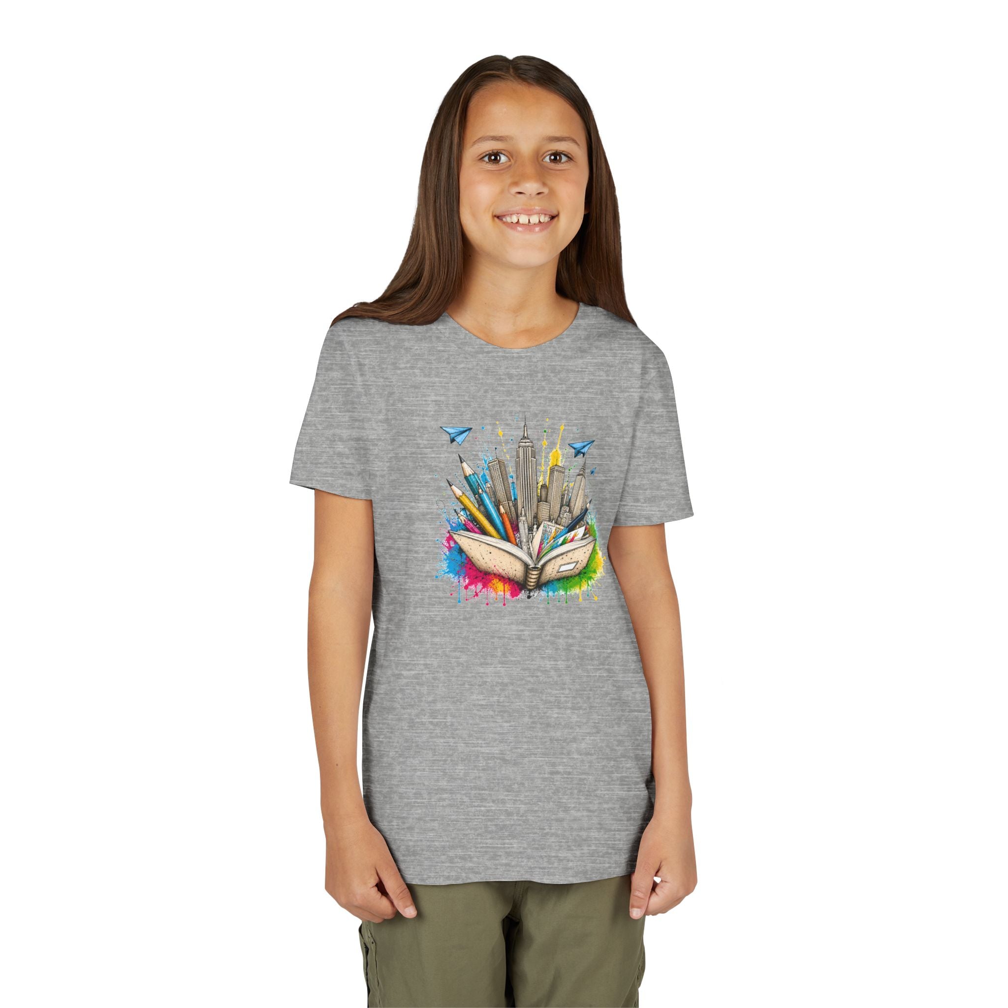 Youth Book City Tee — Colorful Reading Adventure Shirt for Kids