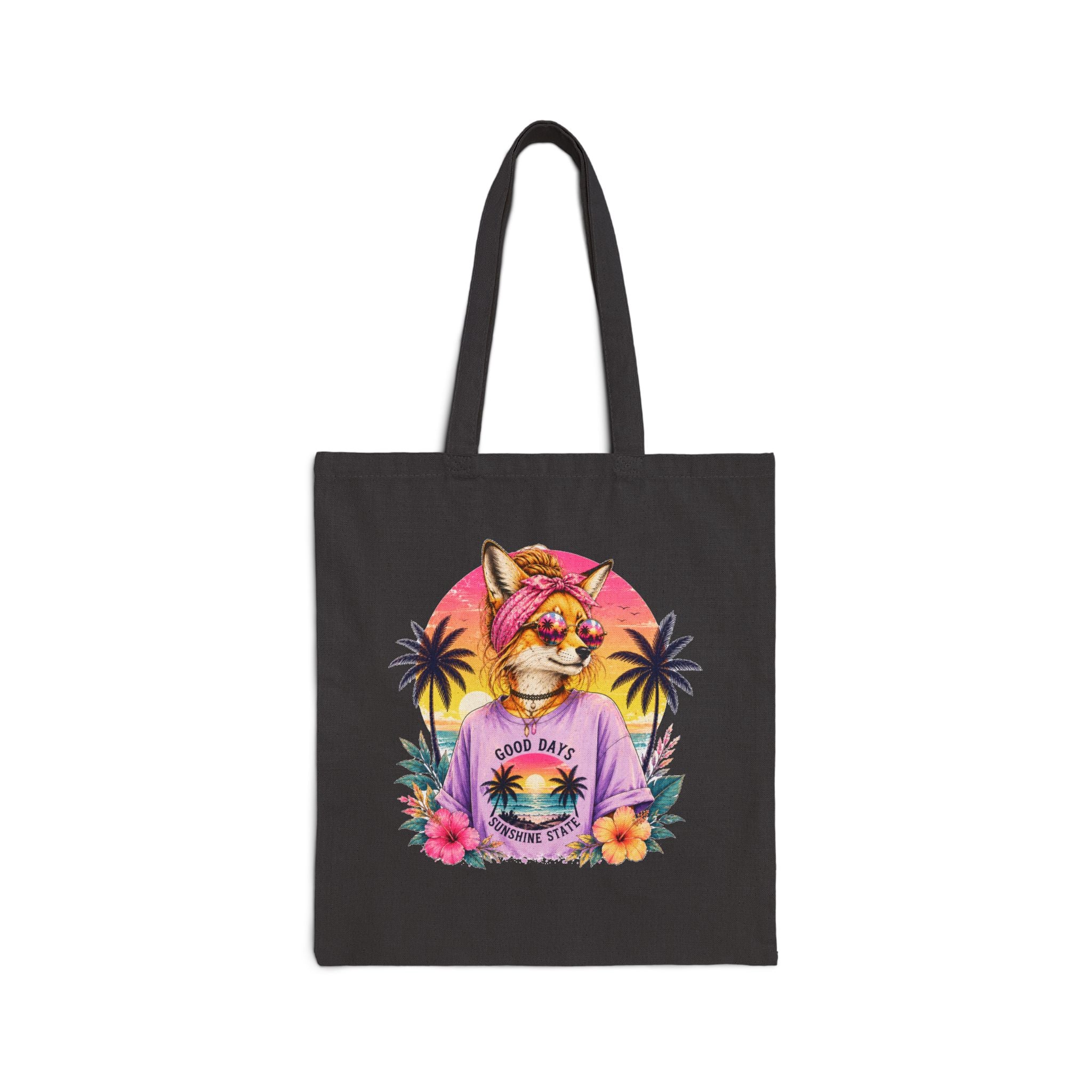 Tote Bag — Retro Tropical Corgi 'Good Days' Canvas Tote