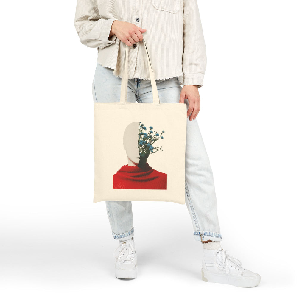 Art Canvas Tote Bag -Surreal Floral Head Art Print