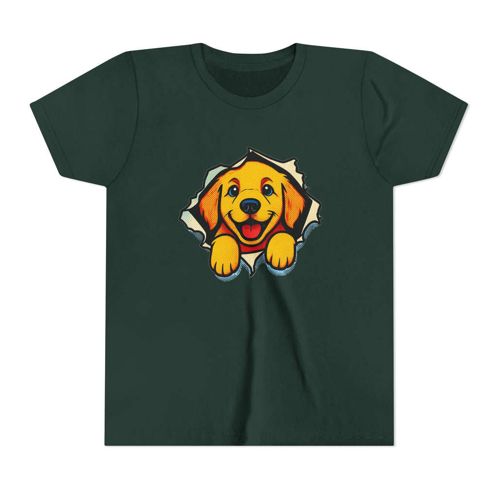 Kids T‑Shirt - Cute Golden Retriever Peeking Puppy Tee for Boys & Girls