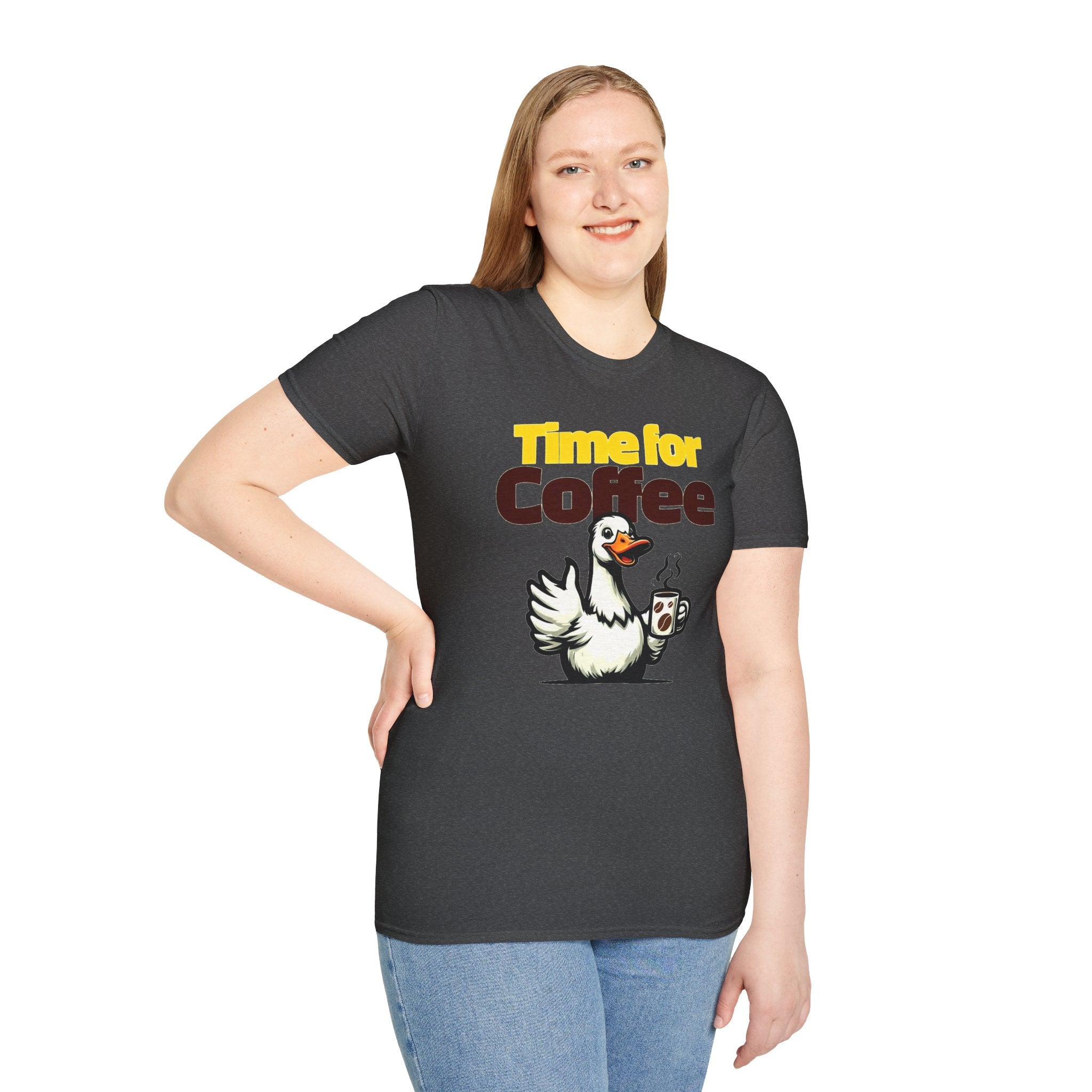 Time for Coffee Goose T-Shirt ☕🪿 Funny Cute Coffee Lover Graphic Tee Unisex Gift