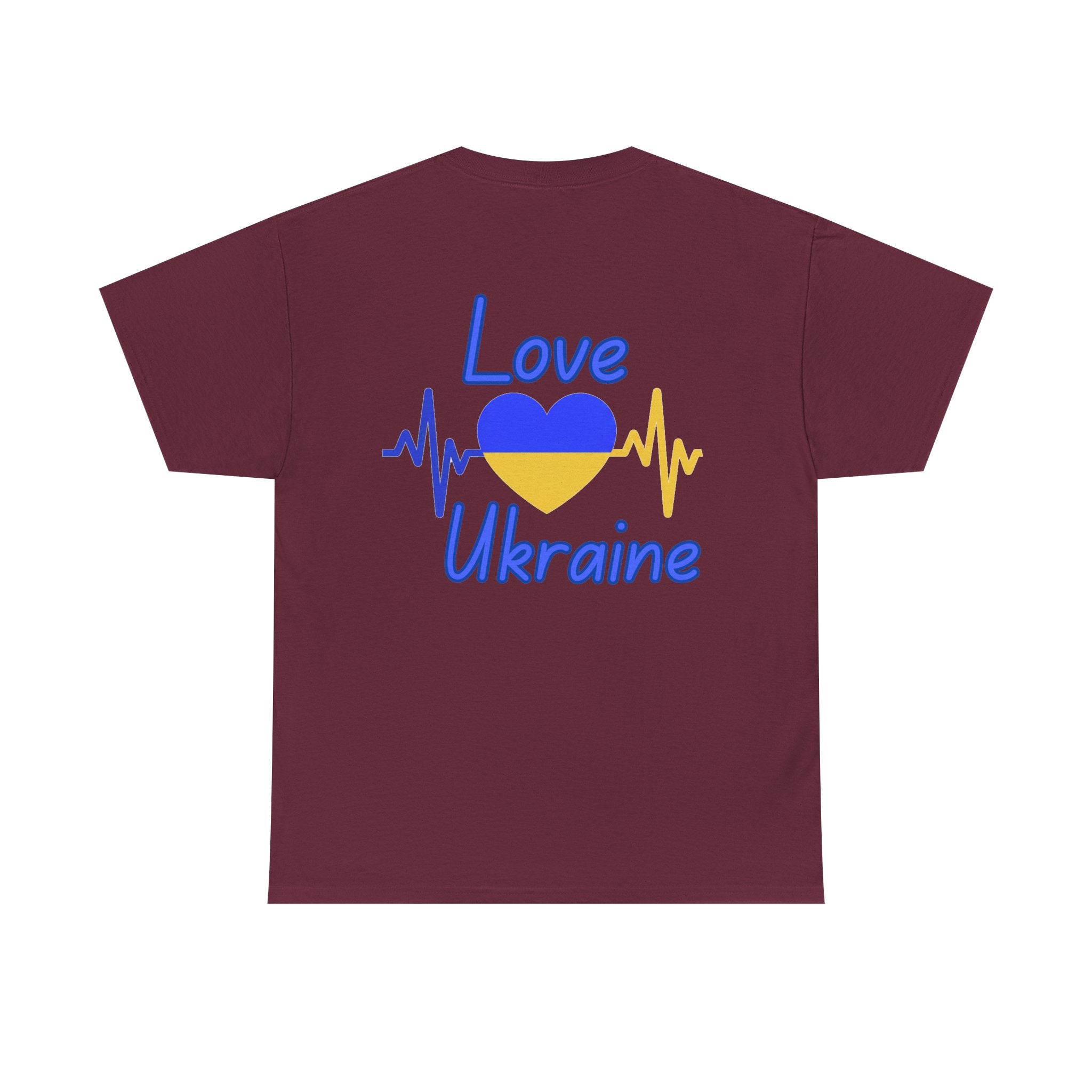 Love Ukraine T-Shirt — Heartbeat Blue & Yellow Support Tee