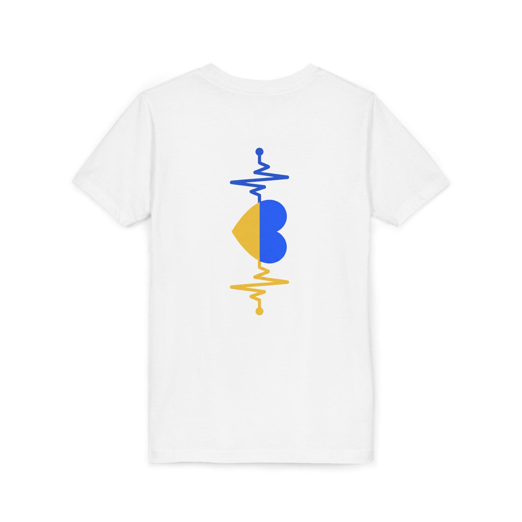 Love Ukraine Youth Tee — Blue & Yellow Heart Kids Shirt (Support Ukraine)