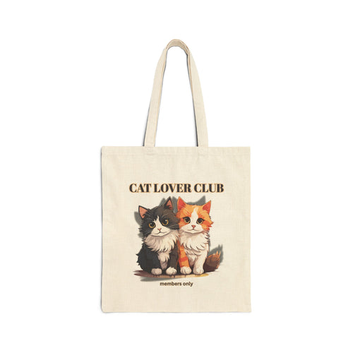 Cat Lover Club Canvas Tote Bag – Cute Kittens 'Members Only' Eco Shopper