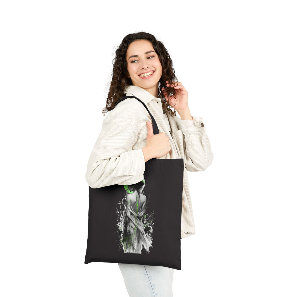Canvas Tote Bag - Green Moon Muse Illustration