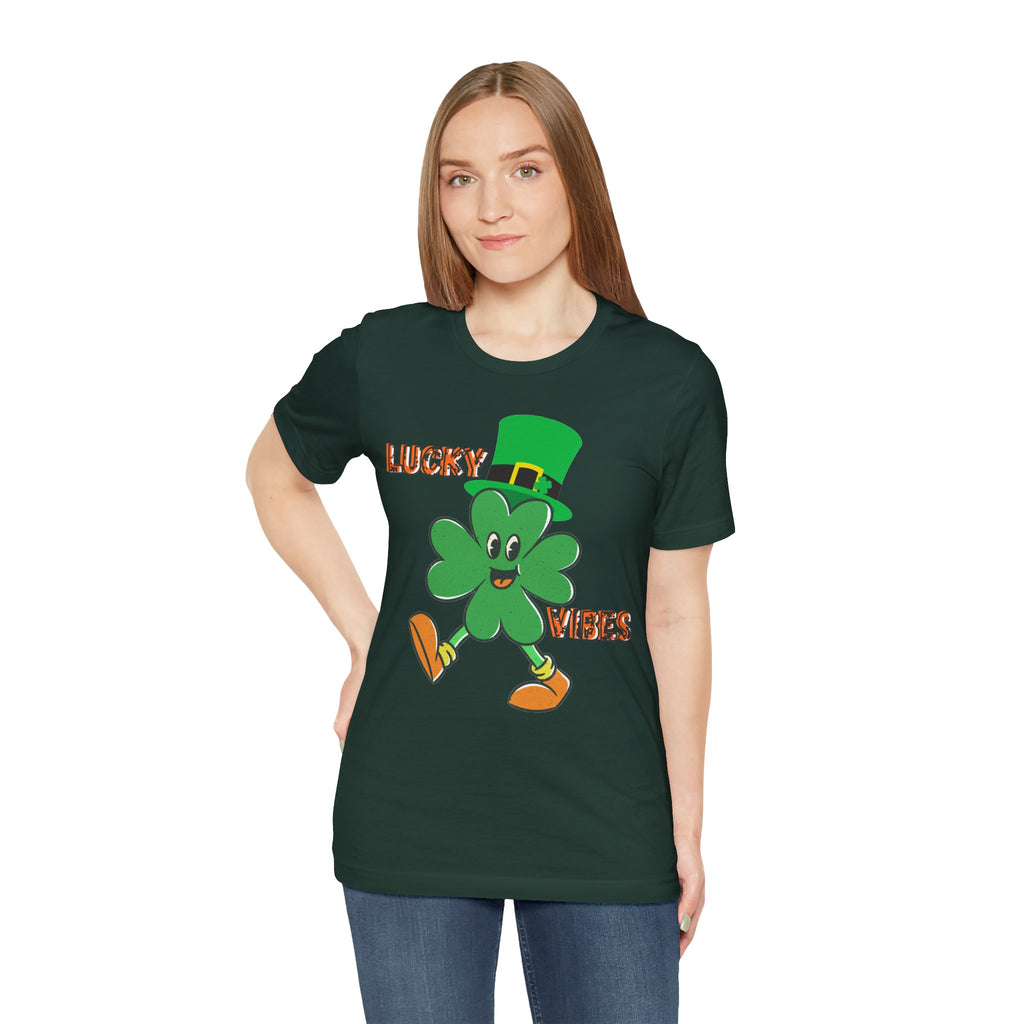 Lucky Vibes Saint Patrick's Day T-Shirt — Walking Shamrock Graphic Tee