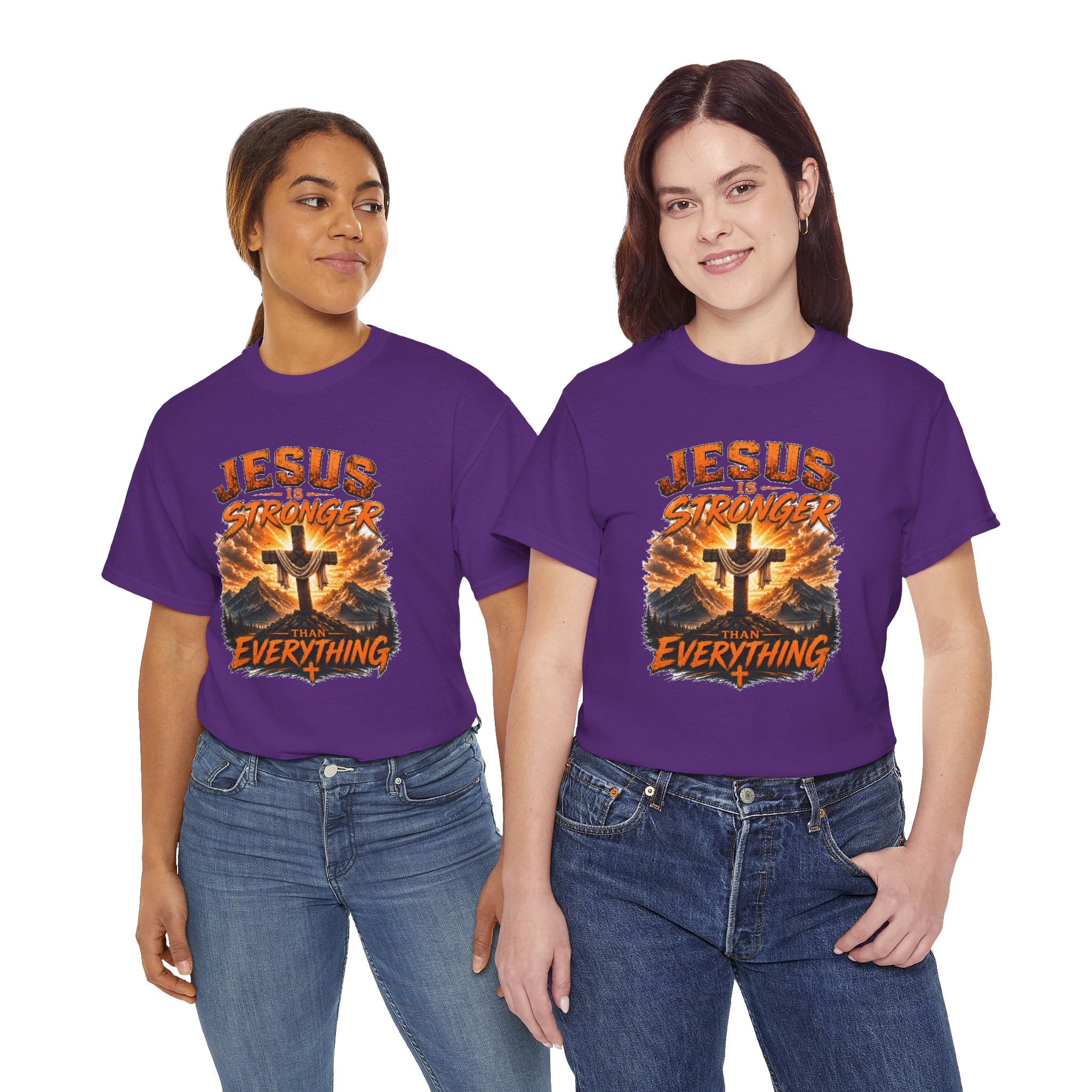 Jesus Is Stronger Than Everything Christian T-Shirt | Faith Cross Graphic Tee | Religious Unisex Shirt | Christian Gift