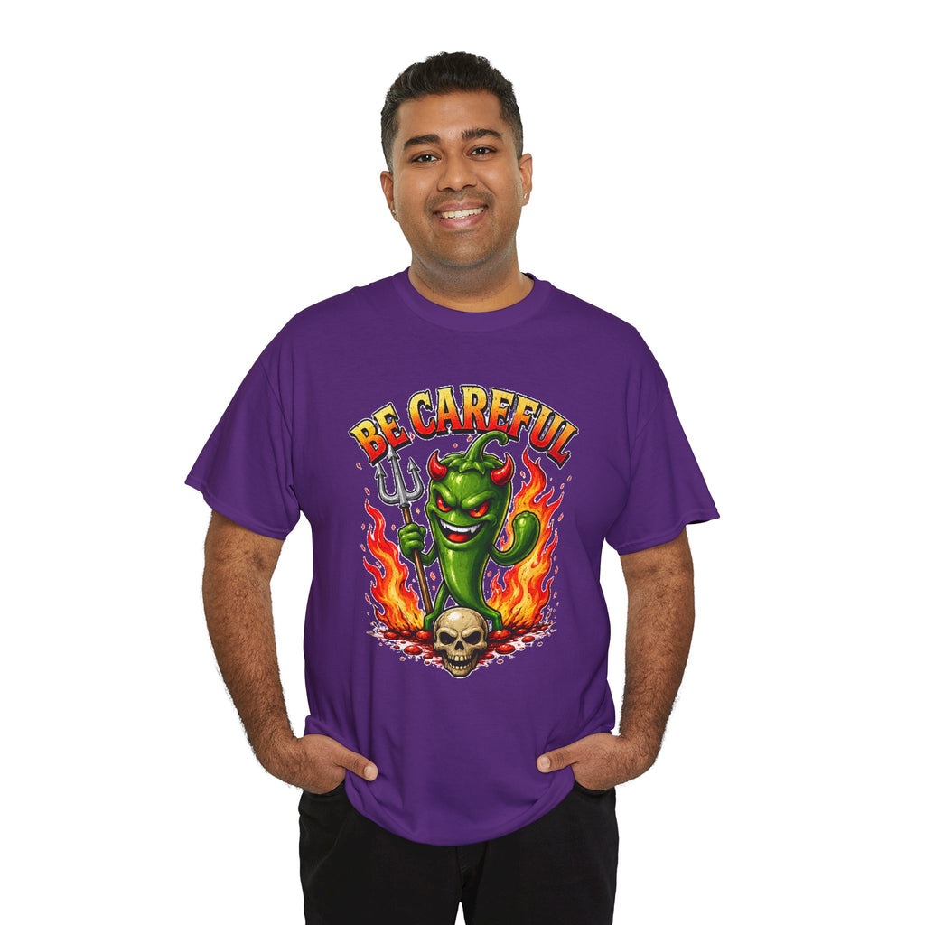 Be Careful Devil Pepper Shirt, Funny Spicy Pepper T-Shirt, Hot Chili Graphic Tee, Retro Tattoo Style Unisex Gift