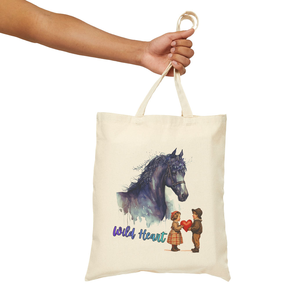Wild Heart Horse Tote Bag, Horse Lover Gift, Romantic Canvas Tote, Valentine Gift, Cute Horse Bag
