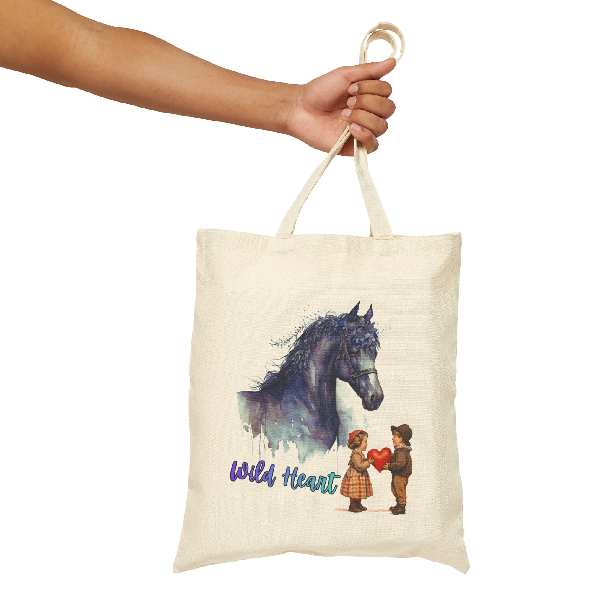 Wild Heart Horse Tote Bag, Horse Lover Gift, Romantic Canvas Tote, Valentine Gift, Cute Horse Bag