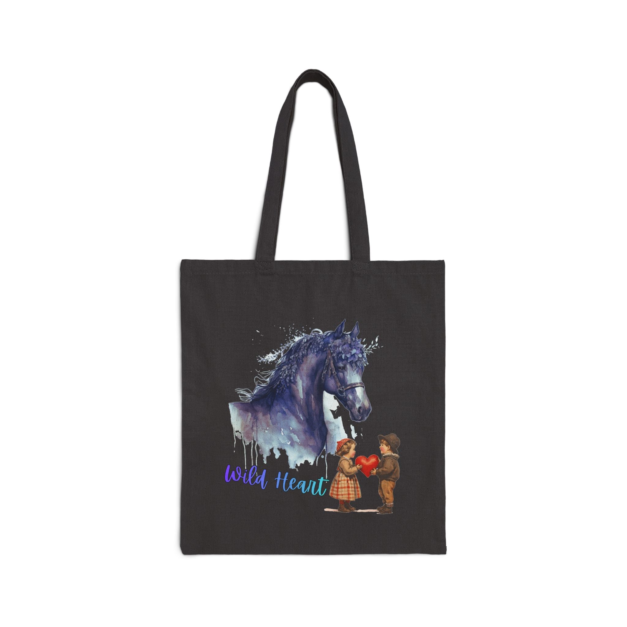 Wild Heart Horse Tote Bag, Horse Lover Gift, Romantic Canvas Tote, Valentine Gift, Cute Horse Bag