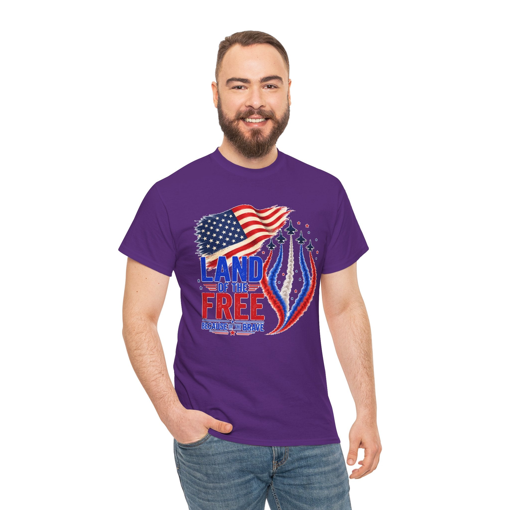 Land of the Free Because of the Brave Shirt, Patriotic 4th of July T-Shirt, USA Flag Tee, American Pride Shirt, Independence Day Gift