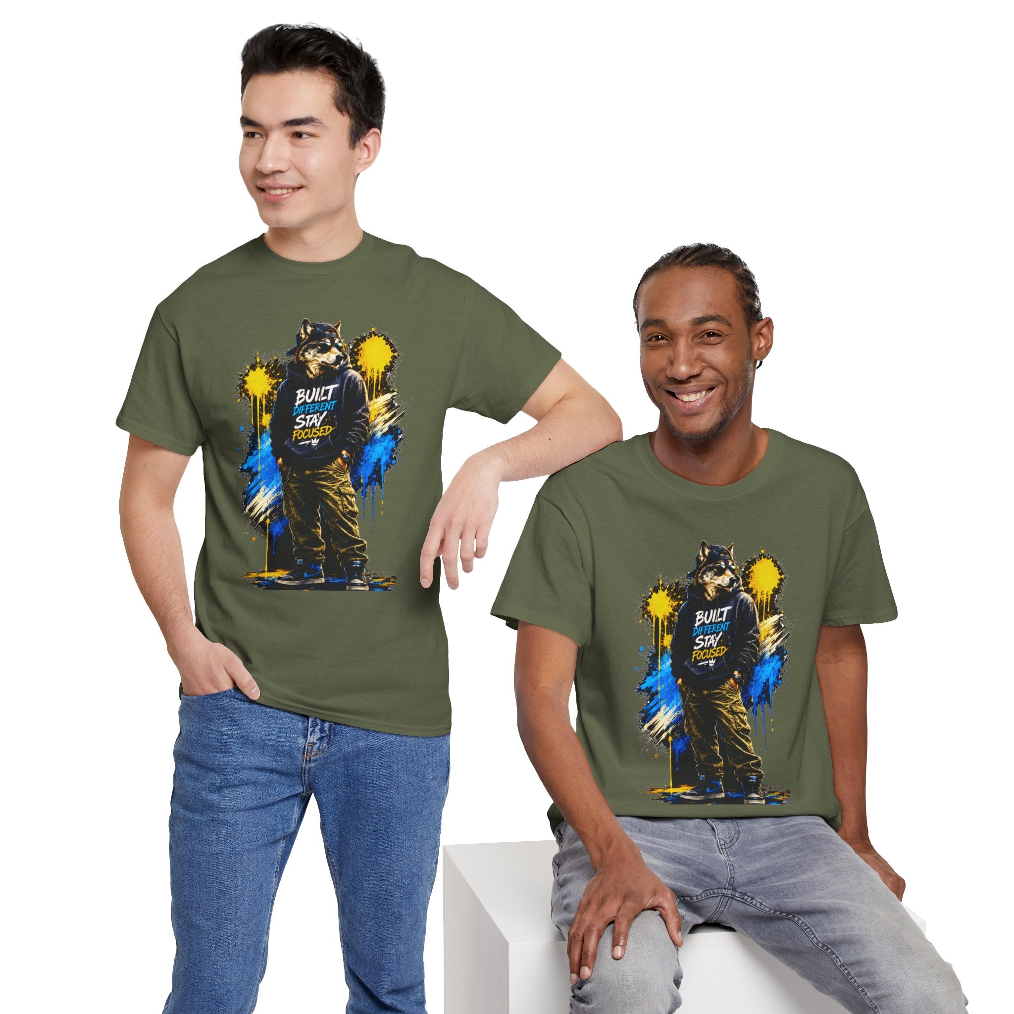 Raccoon Street Art Tee — "Built Not Born" Graphic T-Shirt