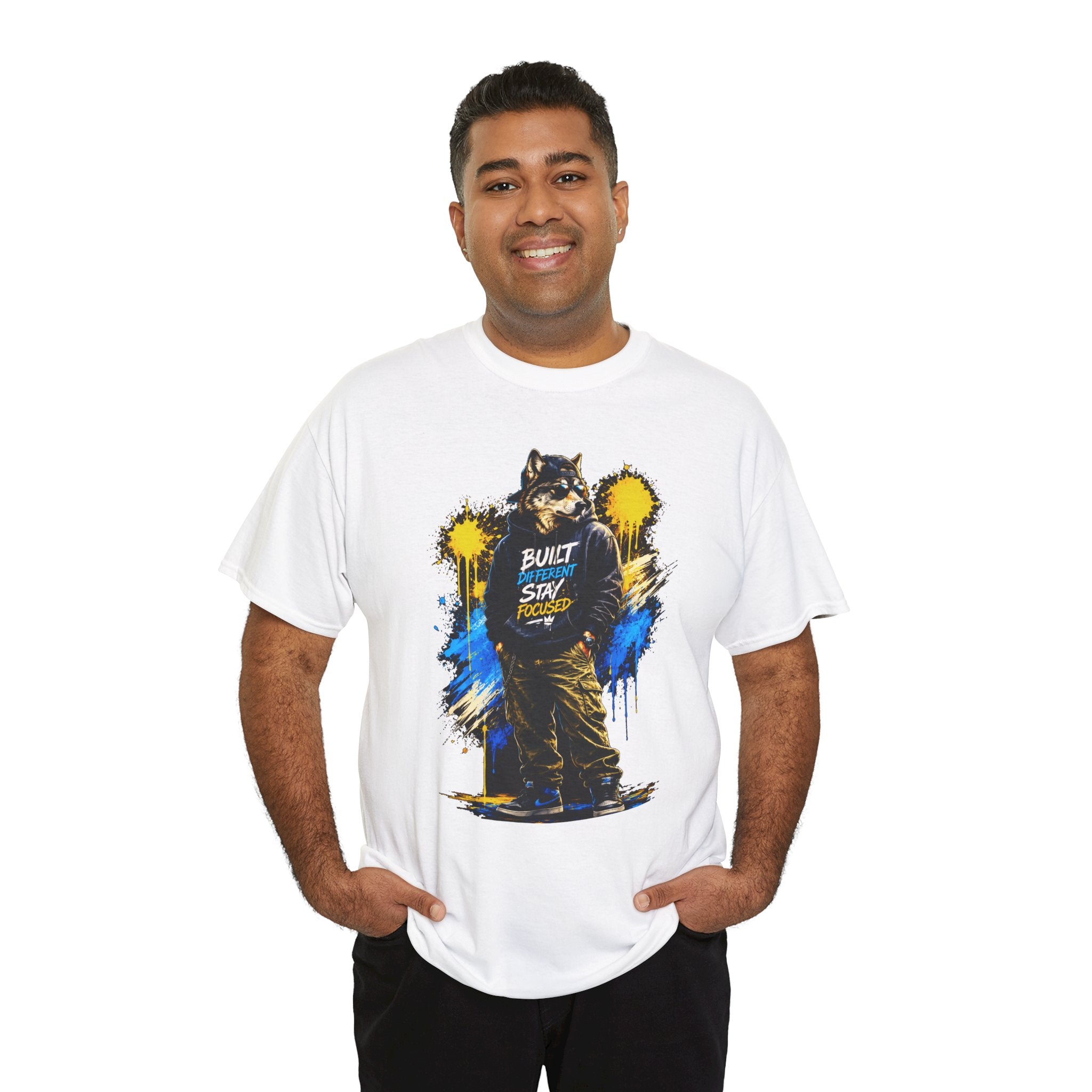 Raccoon Street Art Tee — "Built Not Born" Graphic T-Shirt