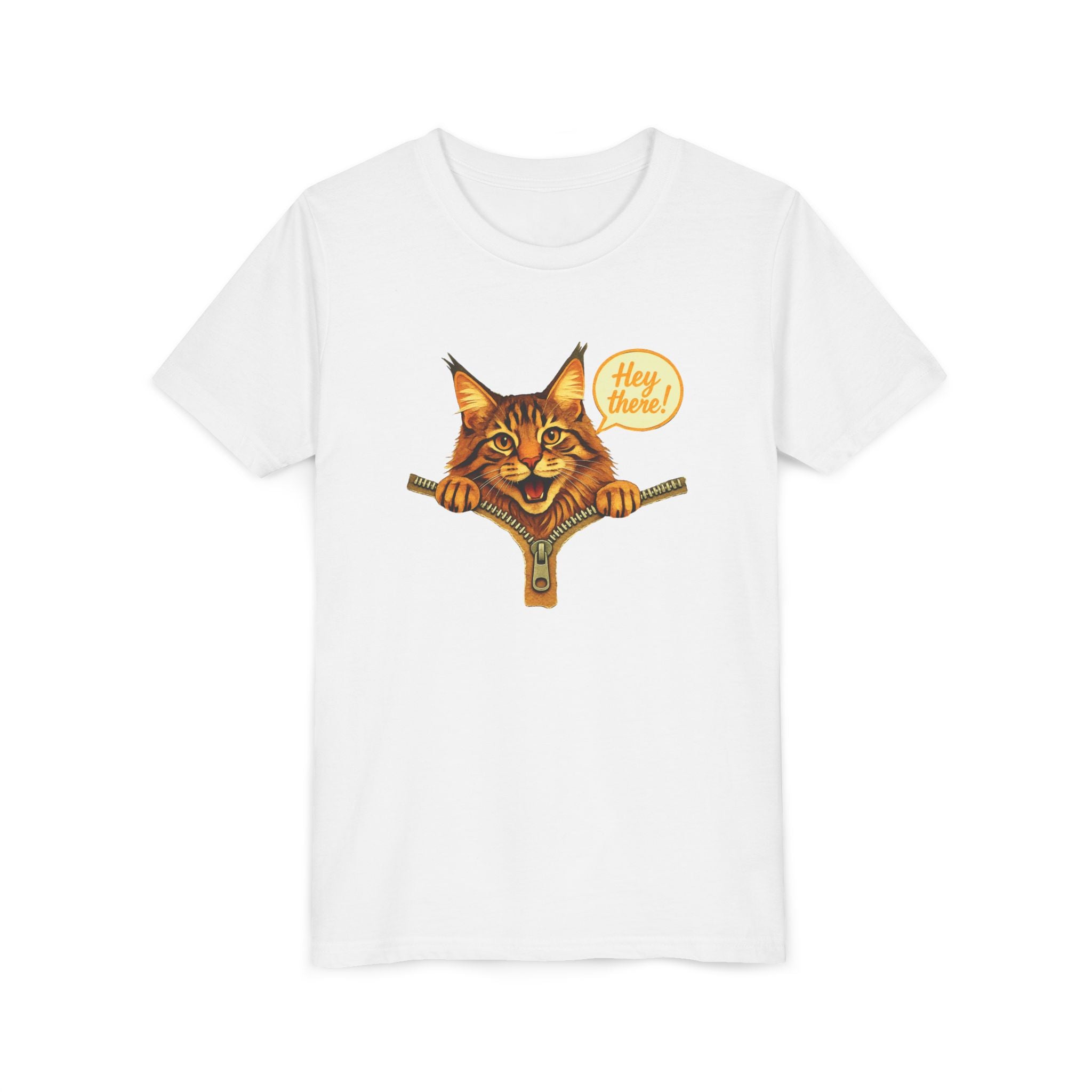 Cute Cat Youth Shirt, Hey There Kids Graphic Tee, Funny Cat T-Shirt for Kids, Animal Lover Youth Tee, Cute Kitty Shirt