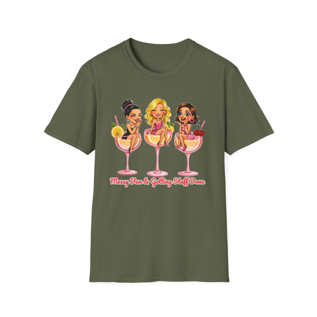 Messy Bun Getting Stuff Done Shirt Funny Mom Life Tee Cute Girls Cocktail Graphic T Shirt