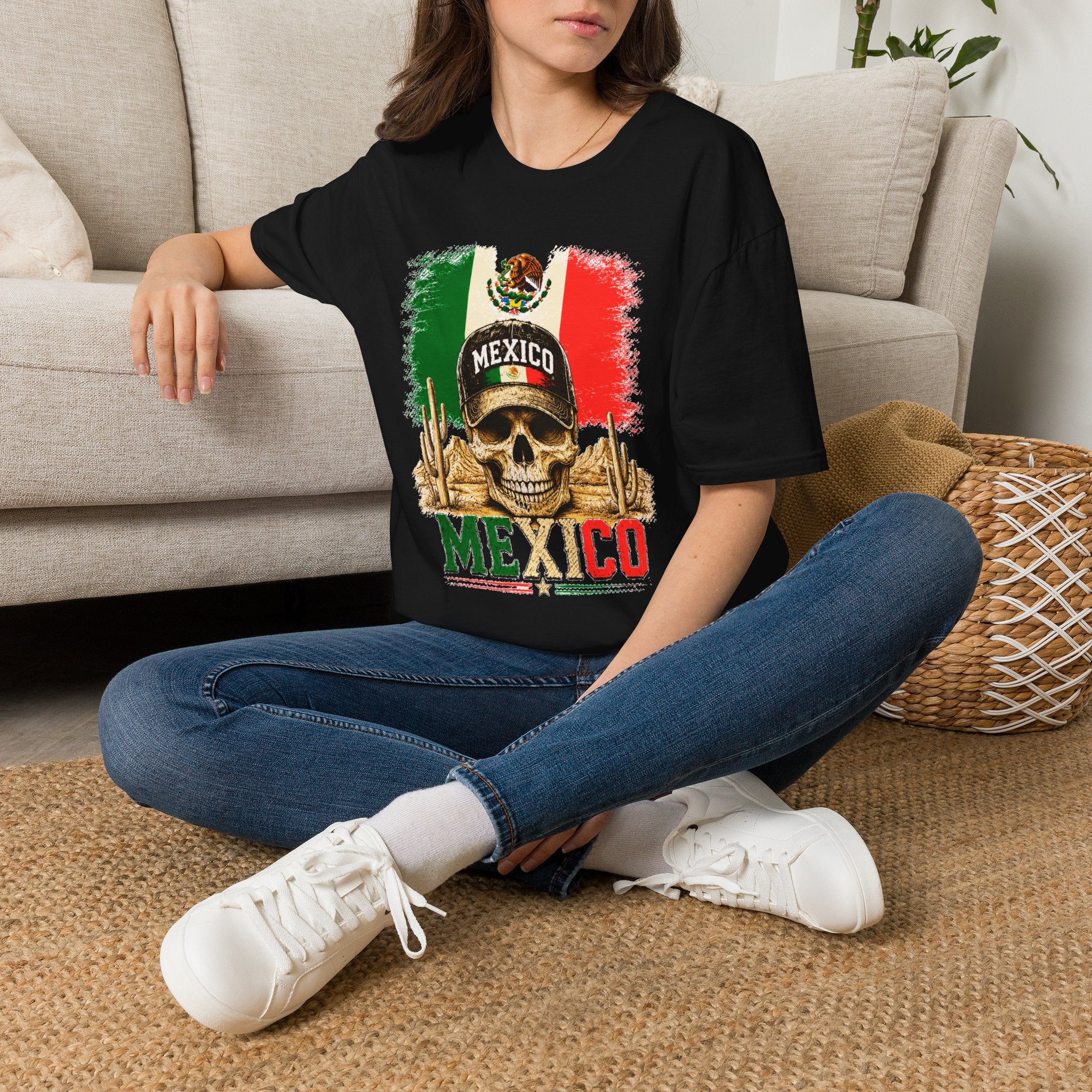 Mexico Flag Skull T-Shirt, Vintage Mexican Skull Shirt, Dia De Los Muertos Tee, Patriotic Mexico Graphic Tee, Gift for Men Women