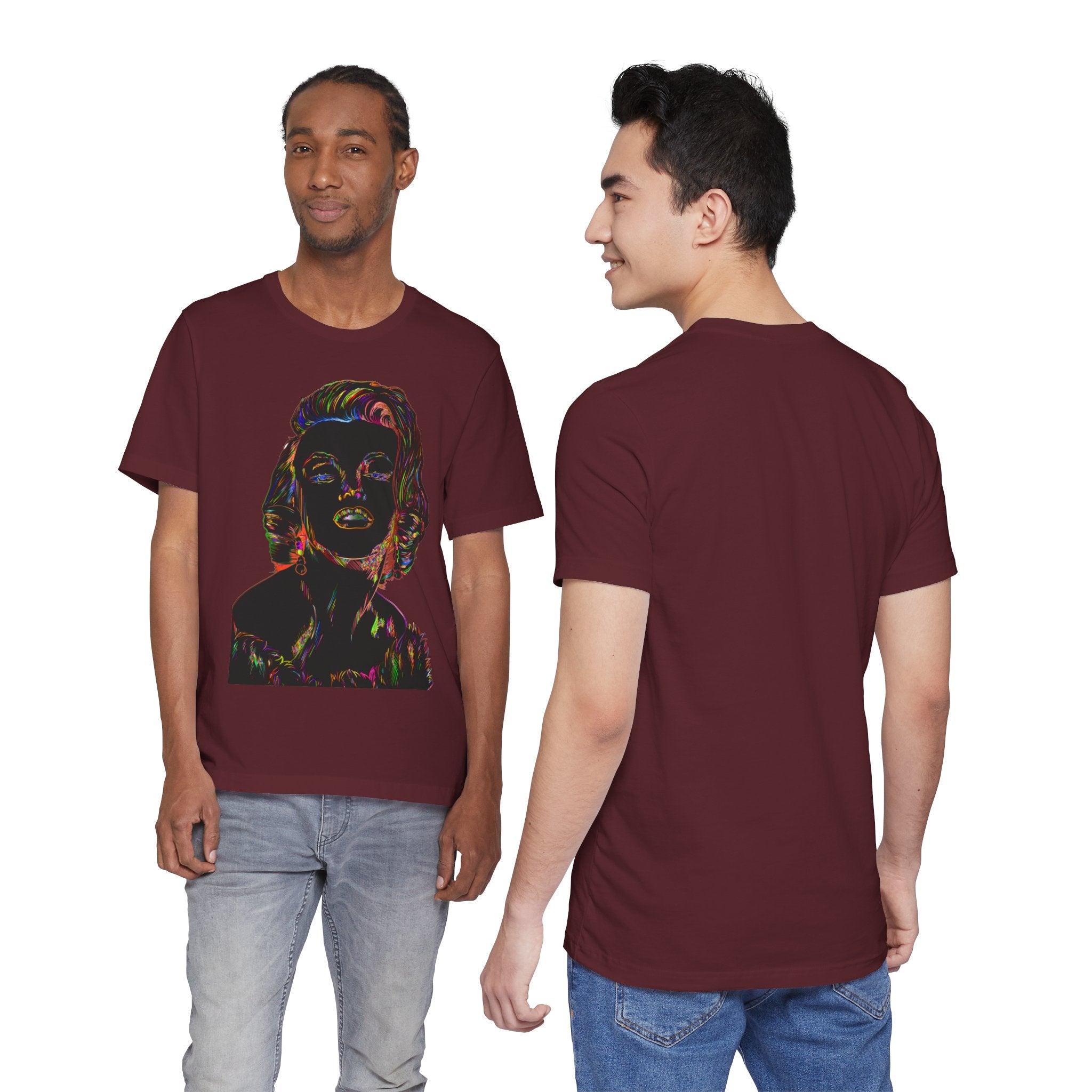 Neon Pop Art Portrait T-Shirt – Retro Rainbow Graphic Tee