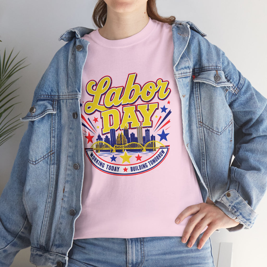 Labor Day Skyline T‑Shirt — Retro Stars & Stripes Celebration Tee