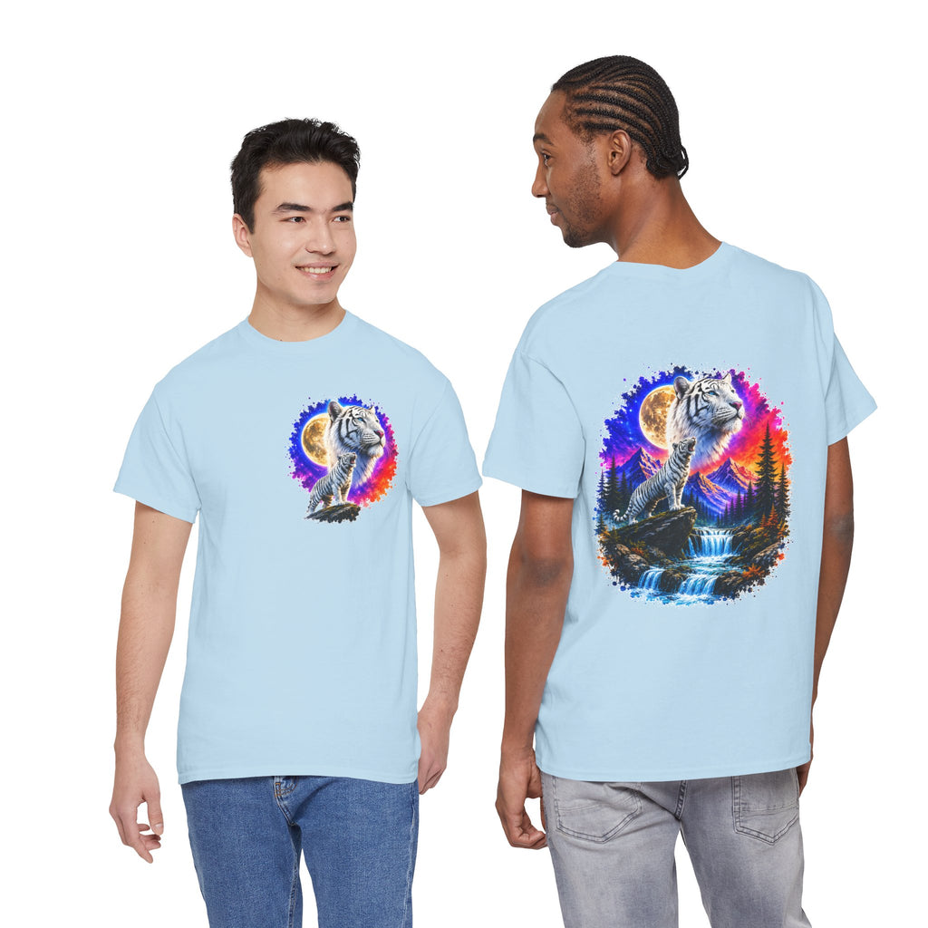 White Tiger Moon T-Shirt | Colorful Wildlife Graphic Tee | Big Cat Lover Gift | Unisex Nature Shirt
