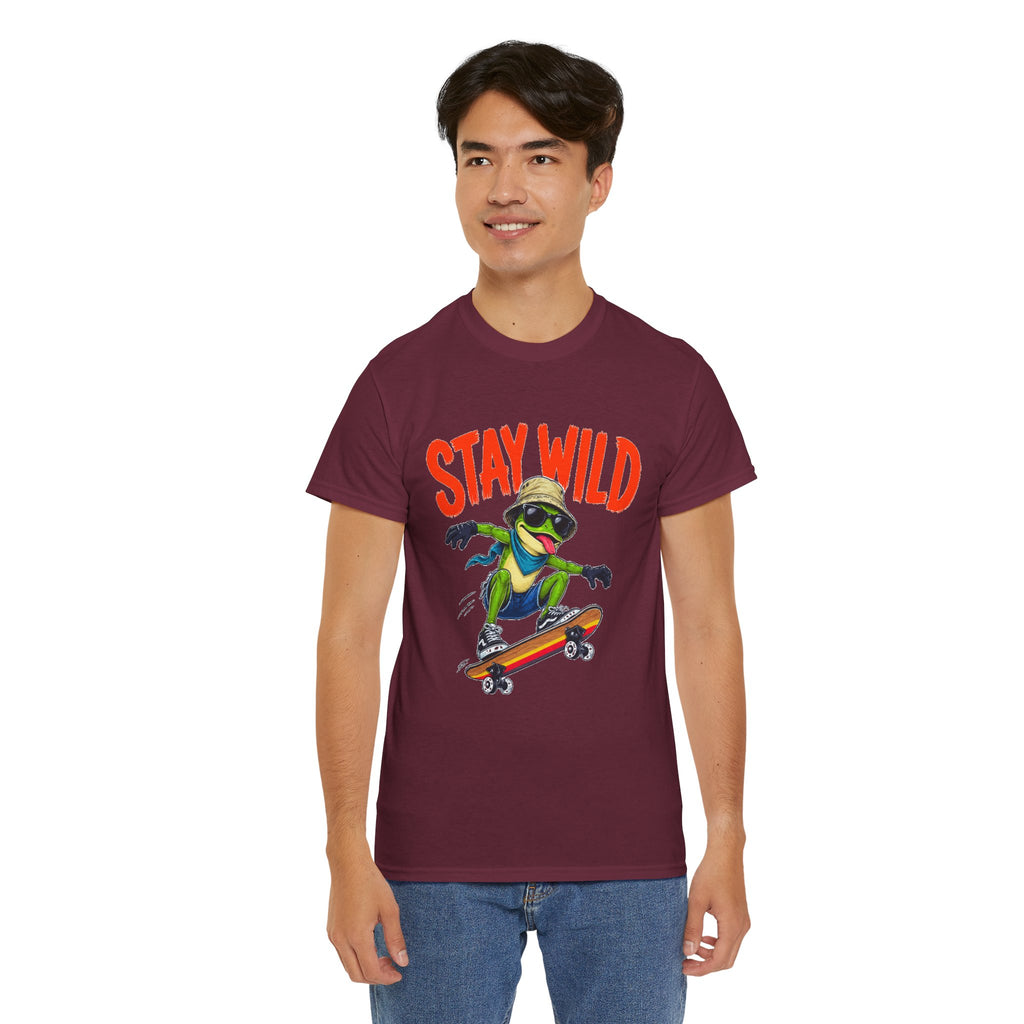 Stay Wild Frog Skateboard Shirt, Funny Frog T-Shirt, Skater Graphic Tee, Retro Frog Shirt, Cool Unisex Streetwear Tee