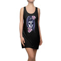 Sugar Skull Woman Dress, Day of the Dead Graphic Dress, Gothic Floral Racerback Dress, Aesthetic Mini Dress