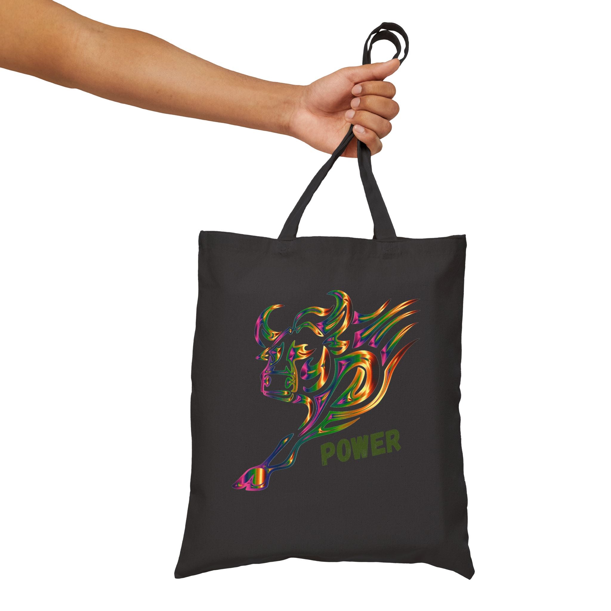 Bull Power Tote Bag - Colorful Charging Bull Canvas Tote