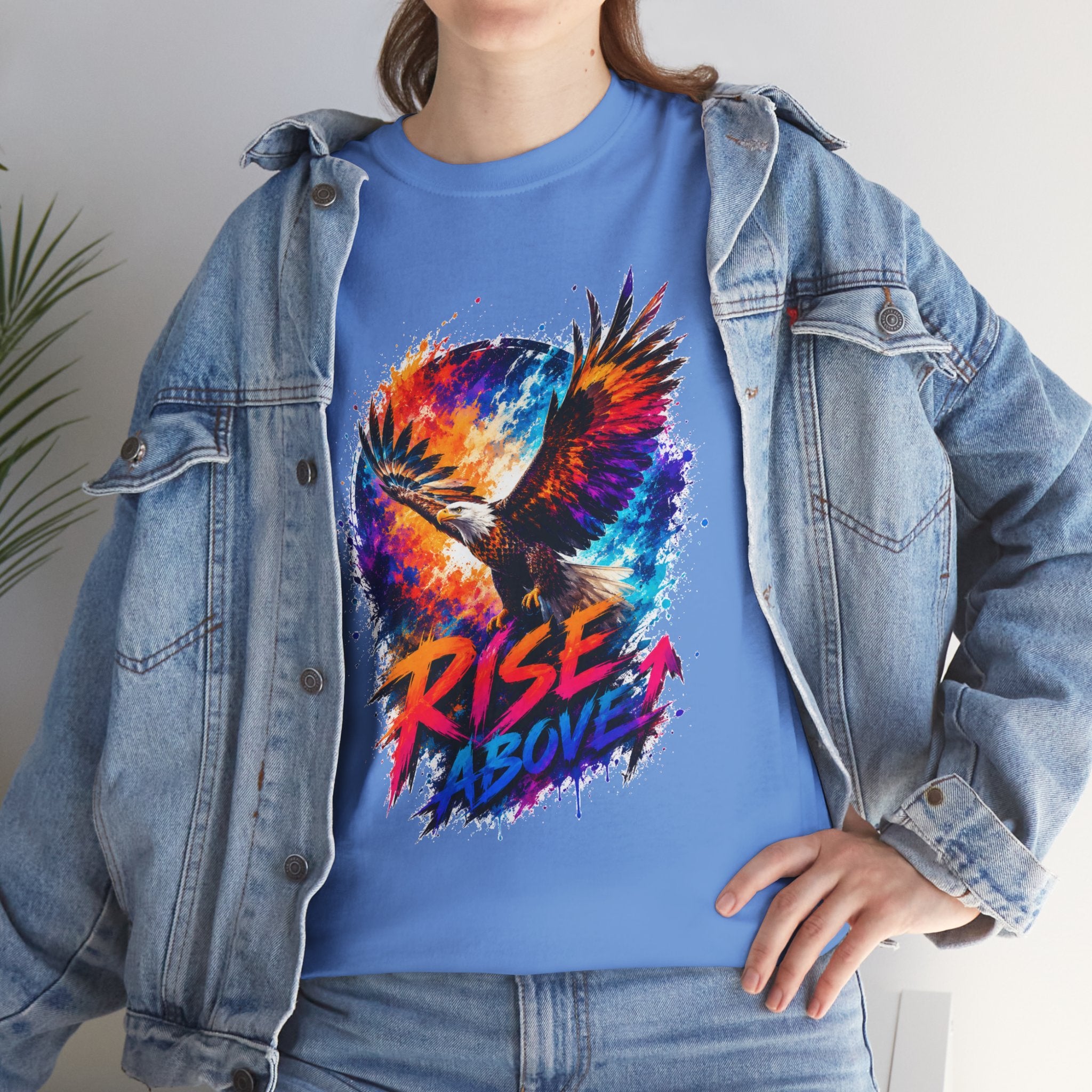 Rise Above Eagle Graphic T-Shirt | Motivational Unisex Tee | Colorful Freedom Bird Shirt