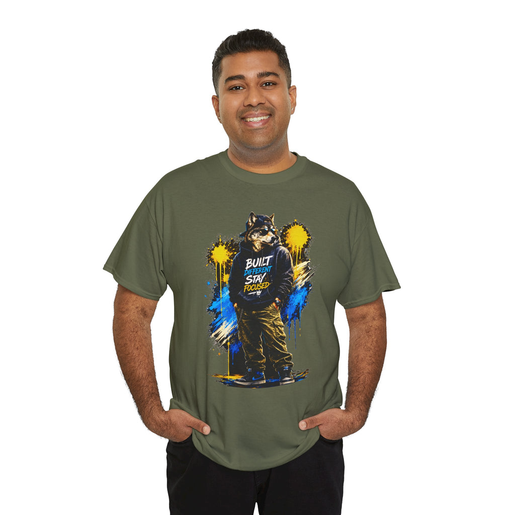 Raccoon Street Art Tee — "Built Not Born" Graphic T-Shirt