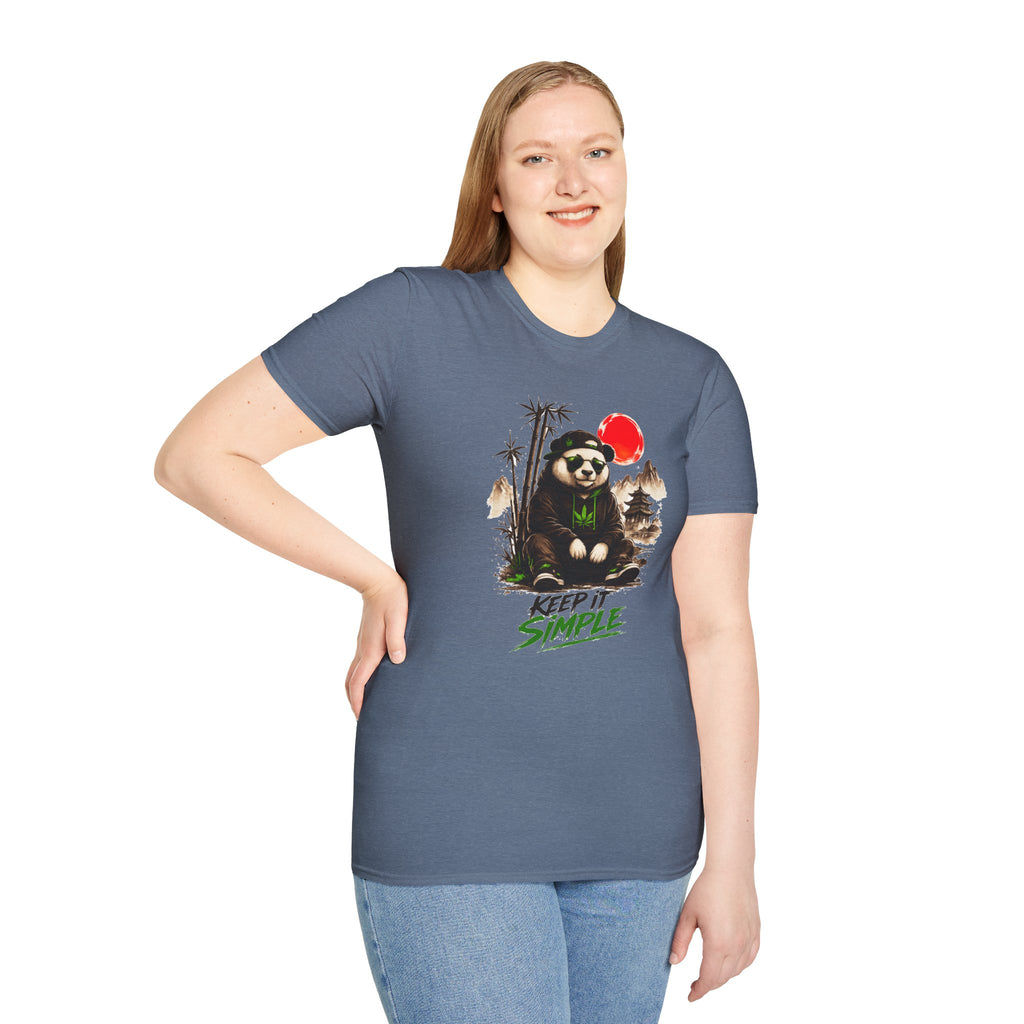 Panda Zen T-Shirt — Scenic Bamboo Bear with Red Sun