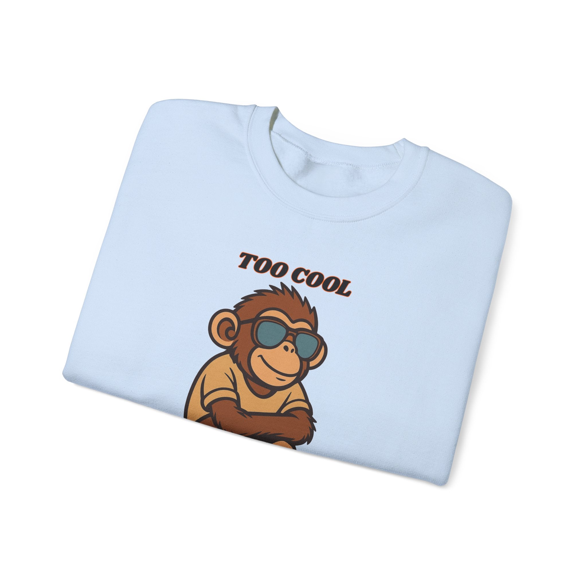 Too Cool Too Care Monkey Sweatshirt — Cute Sunglasses Ape Crewneck