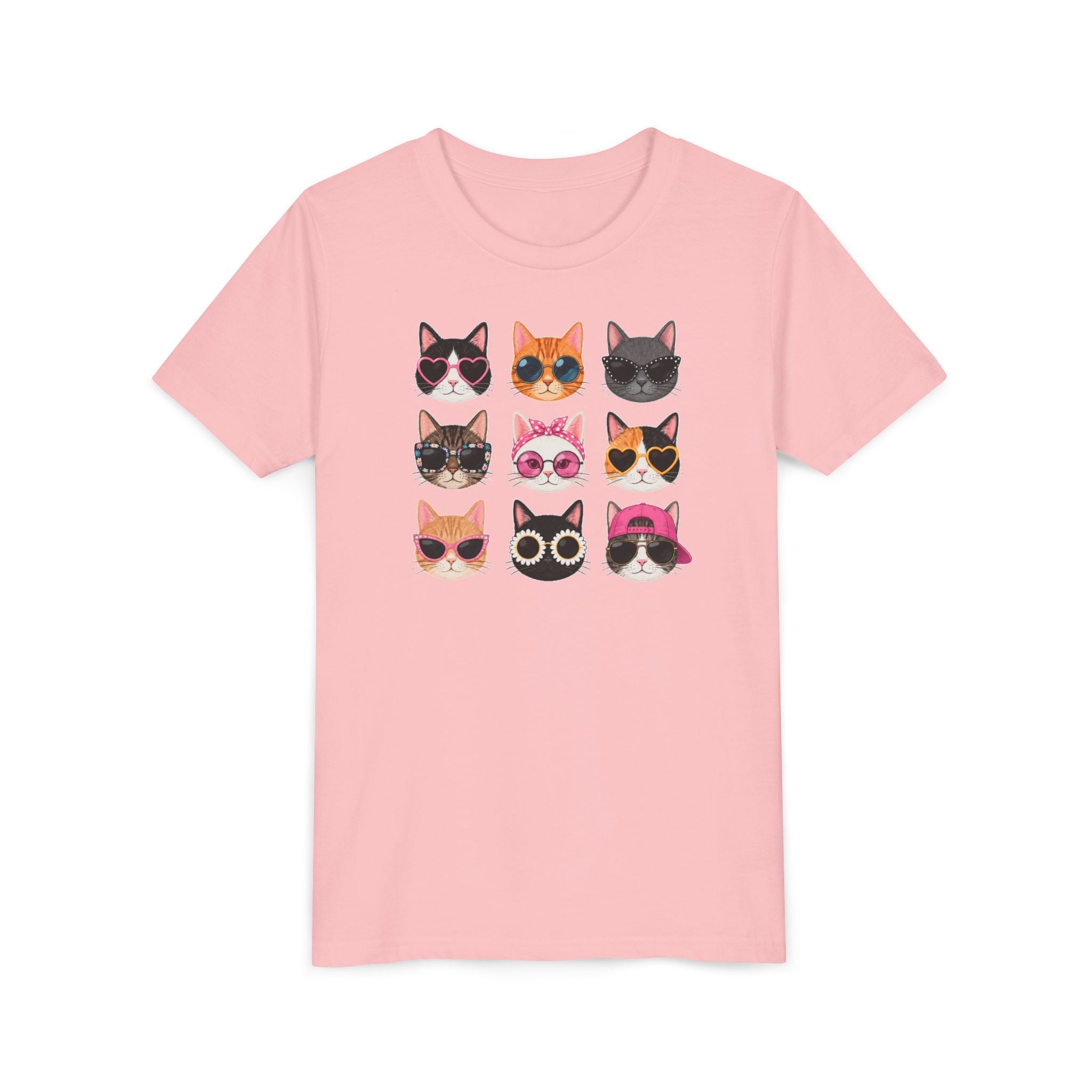Kids Cat T-Shirt, Cute Cat Faces Shirt, Funny Kitty Tee for Girls & Boys, Cat Lover Gift for Kids, Colorful Cat Graphic Tee