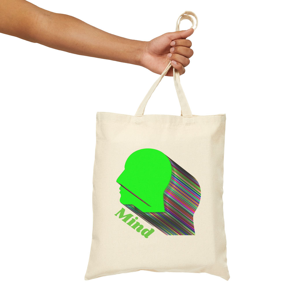 Mind Silhouette Canvas Tote — Green Head Graphic Eco Shopper
