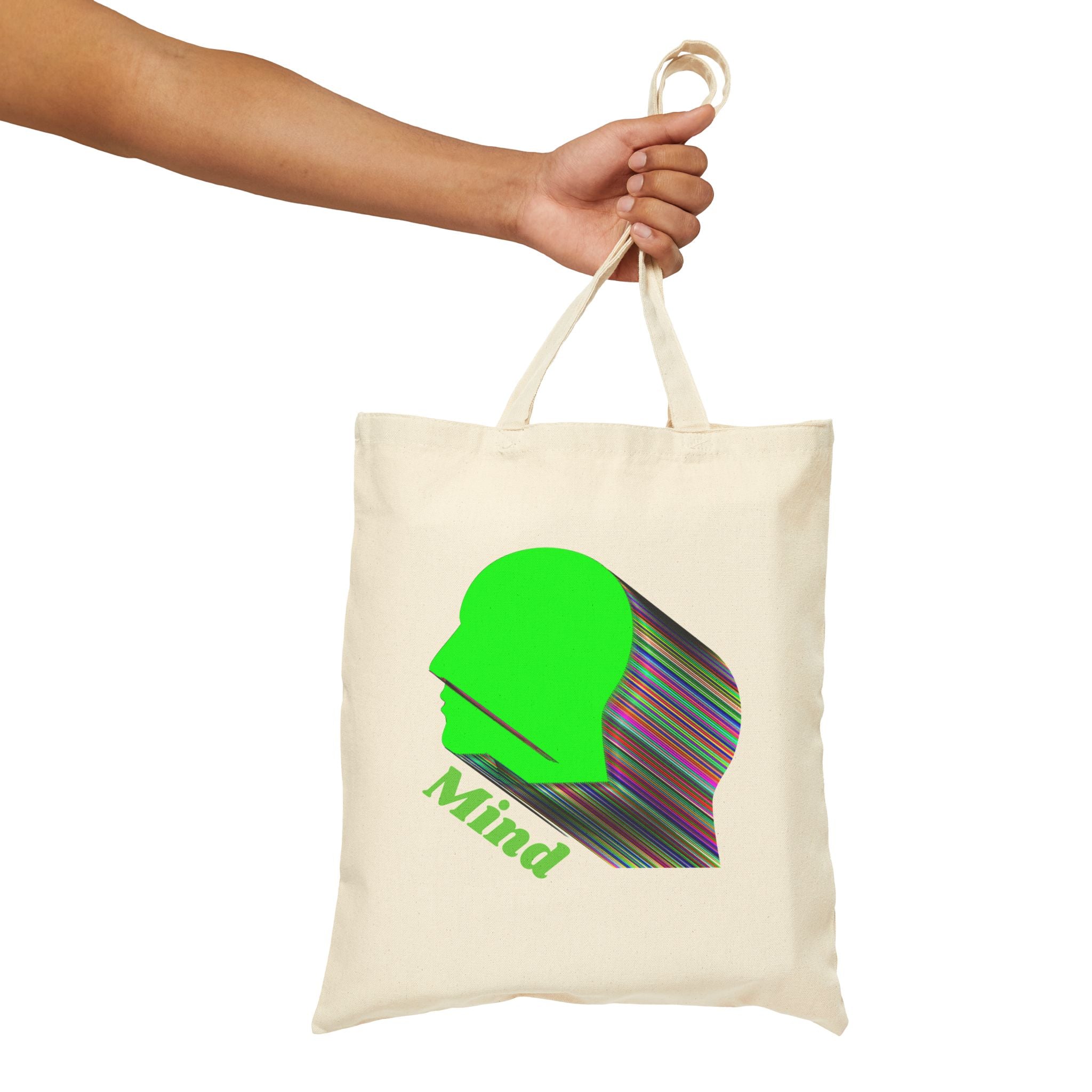 Mind Silhouette Canvas Tote — Green Head Graphic Eco Shopper