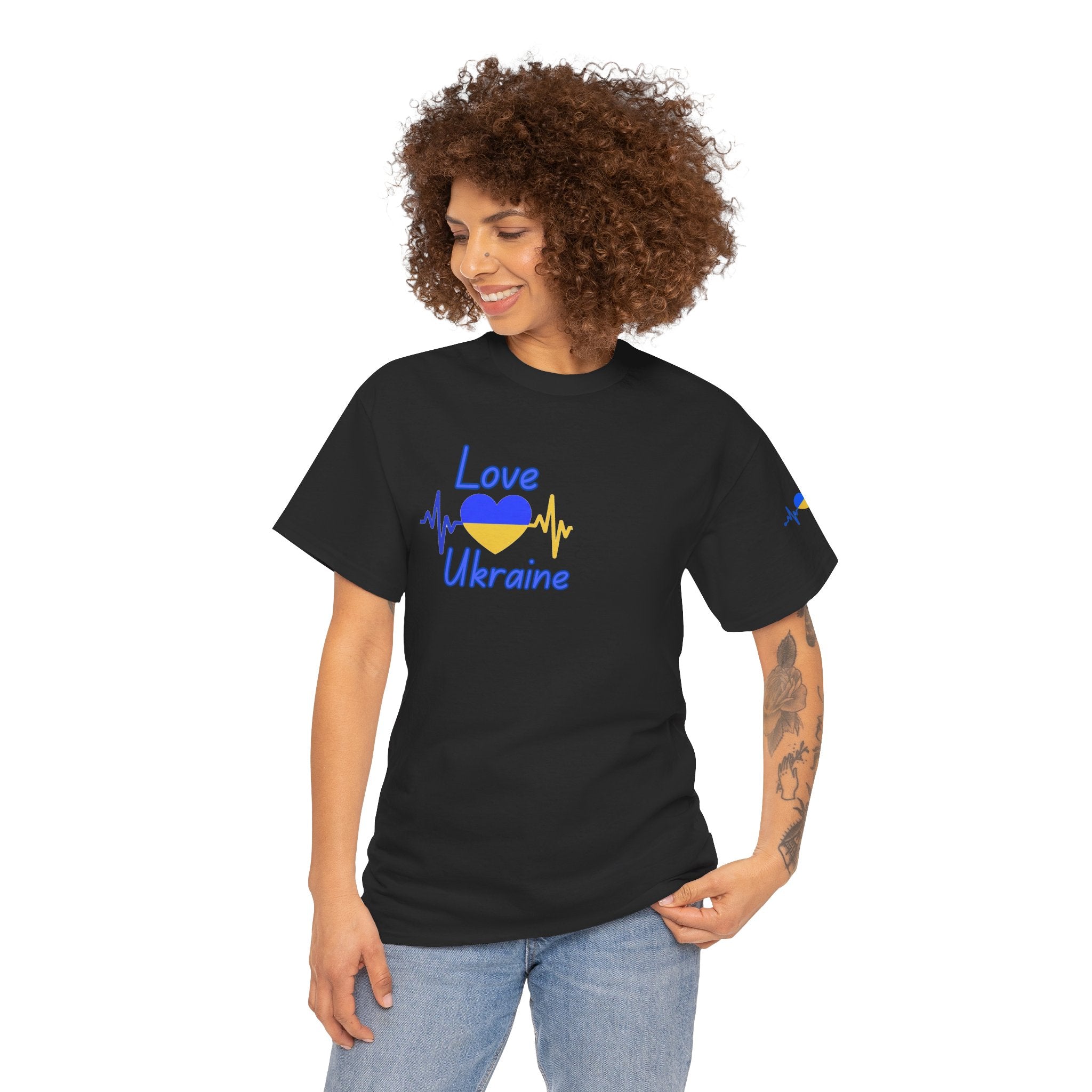 Love Ukraine T-Shirt — Heartbeat Flag Design