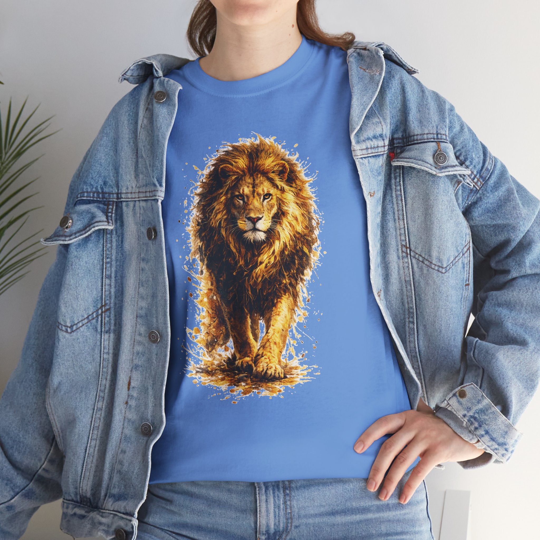 Lion Graphic T-Shirt, Majestic Walking Lion Tee, Watercolor Wildlife Shirt, Unisex Animal Graphic Tee, Lion Lover Gift, Nature Art Shirt