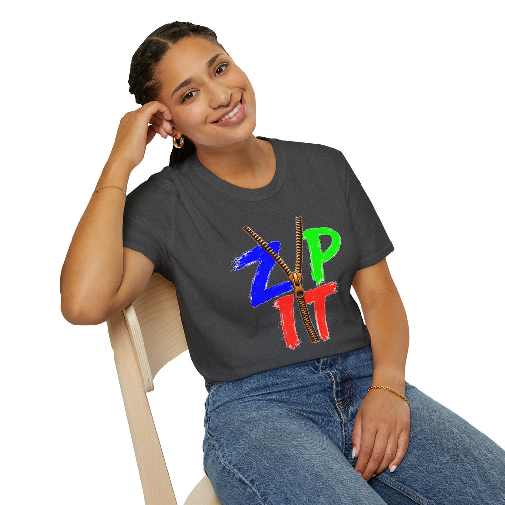 Zip It T-Shirt — Bold Color Zipper Graphic Tee