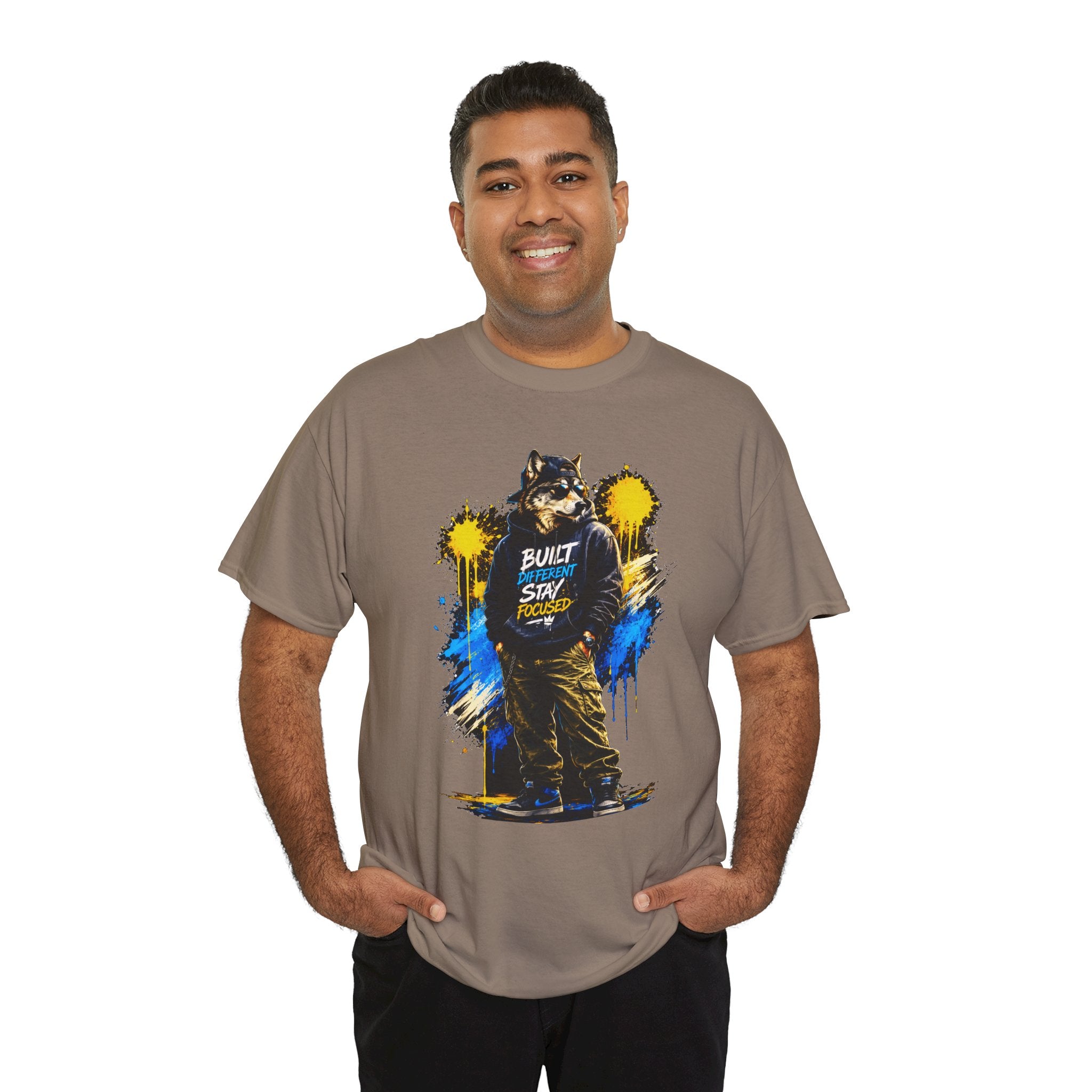 Raccoon Street Art Tee — "Built Not Born" Graphic T-Shirt