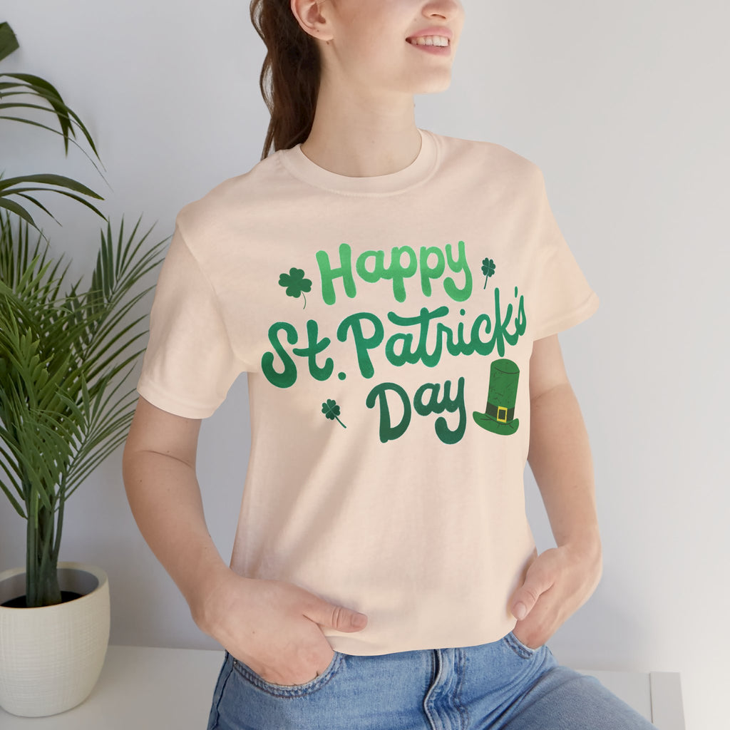 Happy St. Patrick's Day T-Shirt – Green Shamrock & Leprechaun Hat Tee