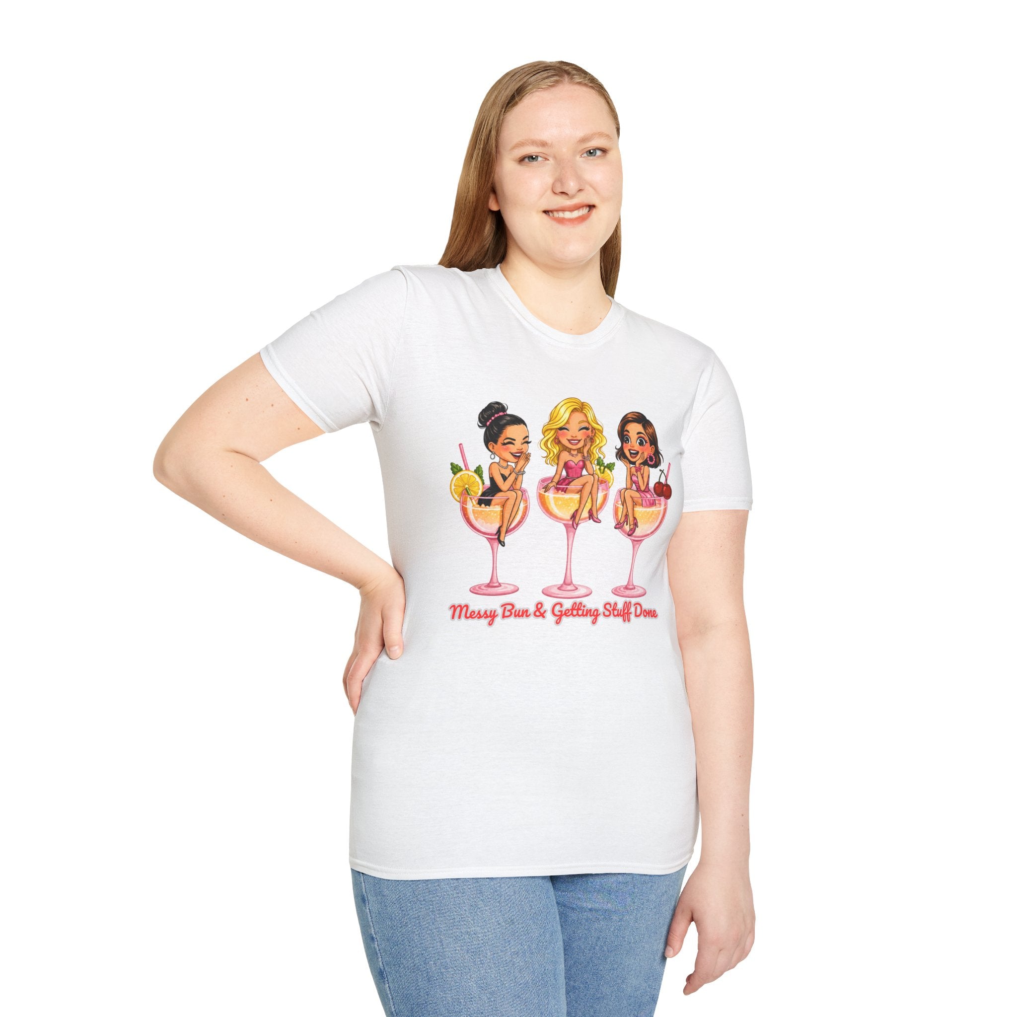 Messy Bun Getting Stuff Done Shirt Funny Mom Life Tee Cute Girls Cocktail Graphic T Shirt