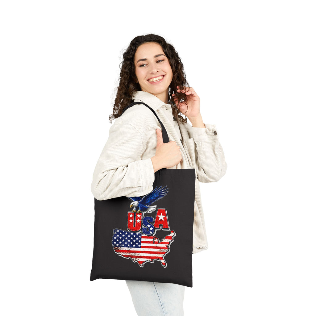 USA Patriotic Tote Bag with Eagle & American Flag Design 🇺🇸
