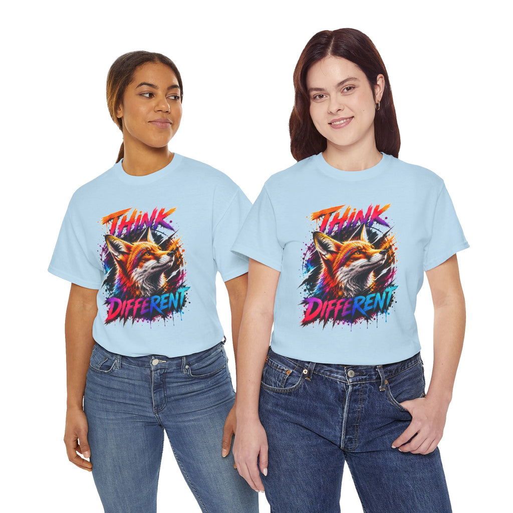 Think Different Fox Shirt, Colorful Fox T-Shirt, Wildlife Graphic Tee, Neon Animal Shirt, Gift for Fox Lovers