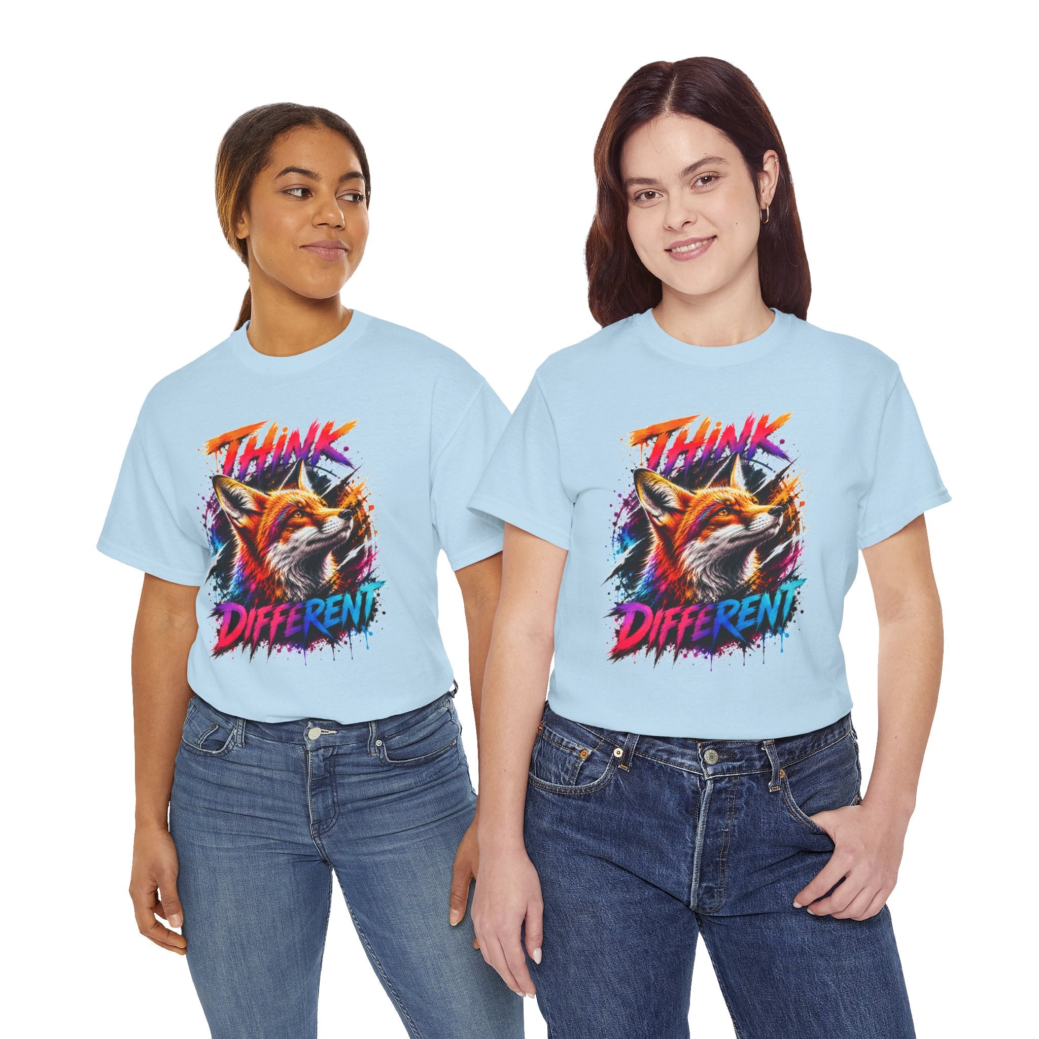 Think Different Fox Shirt, Colorful Fox T-Shirt, Wildlife Graphic Tee, Neon Animal Shirt, Gift for Fox Lovers