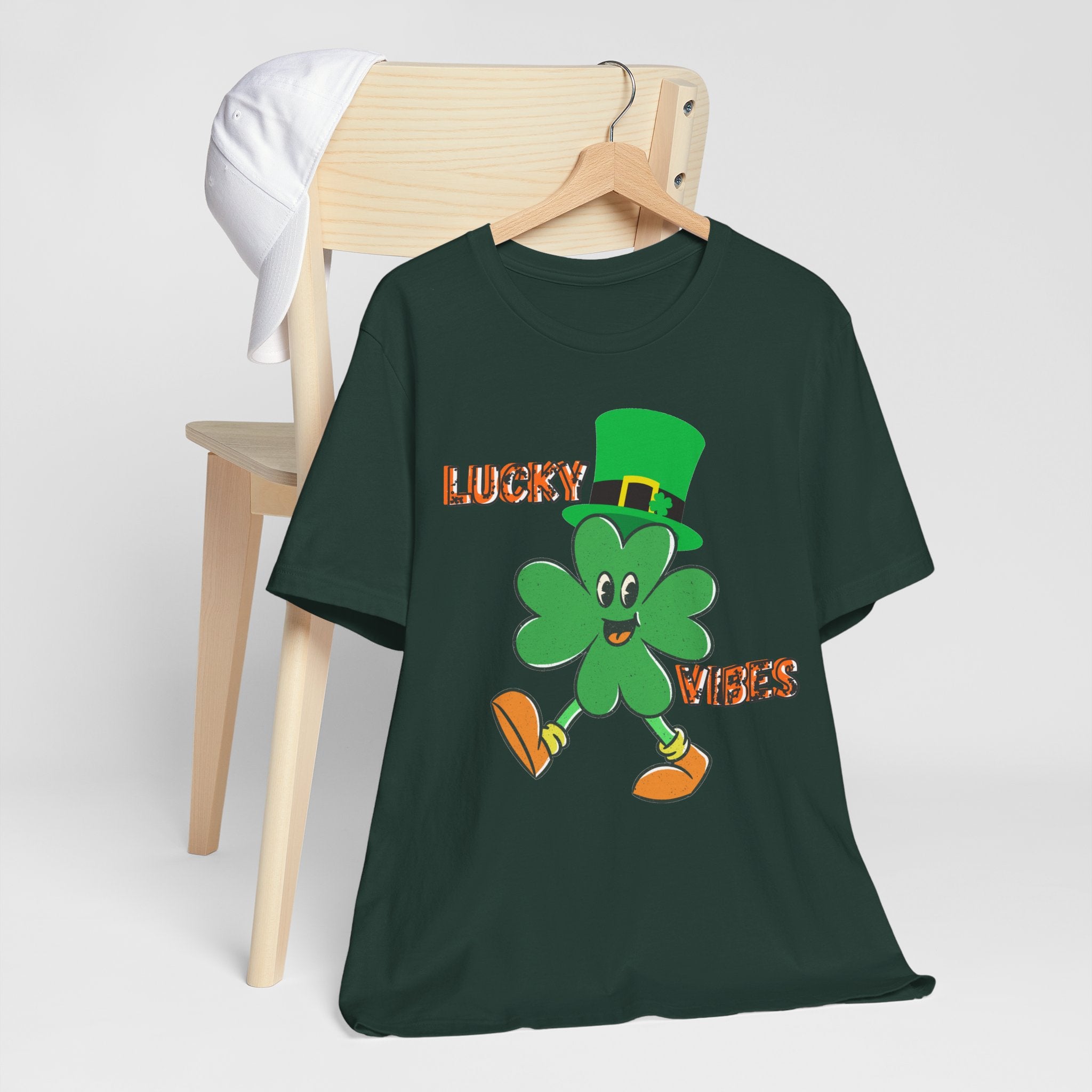 Lucky Vibes Saint Patrick's Day T-Shirt — Walking Shamrock Graphic Tee