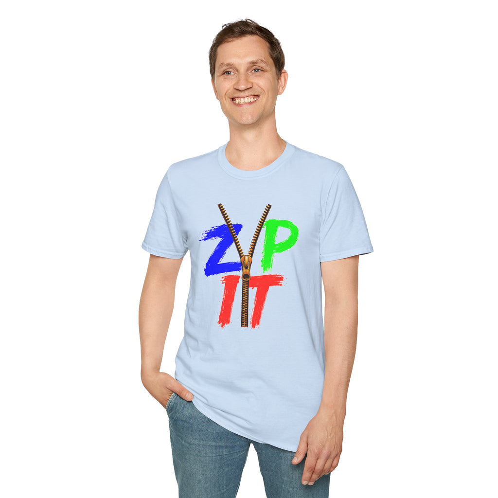 Zip It T-Shirt — Bold Color Zipper Graphic Tee