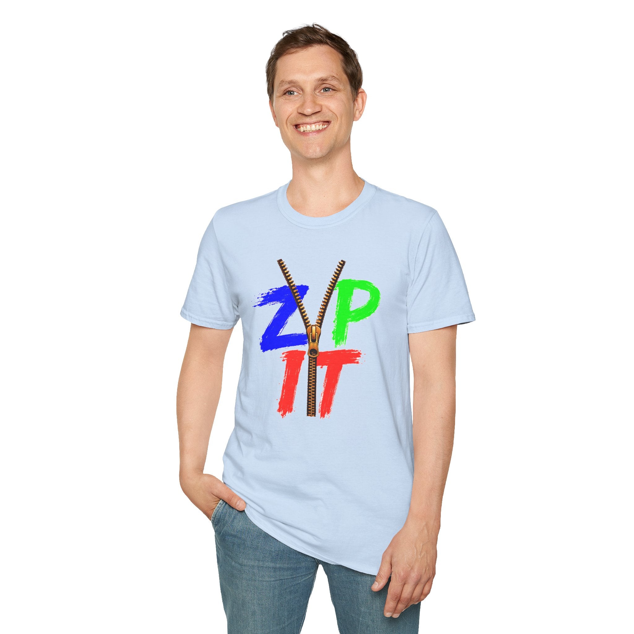 Zip It T-Shirt — Bold Color Zipper Graphic Tee