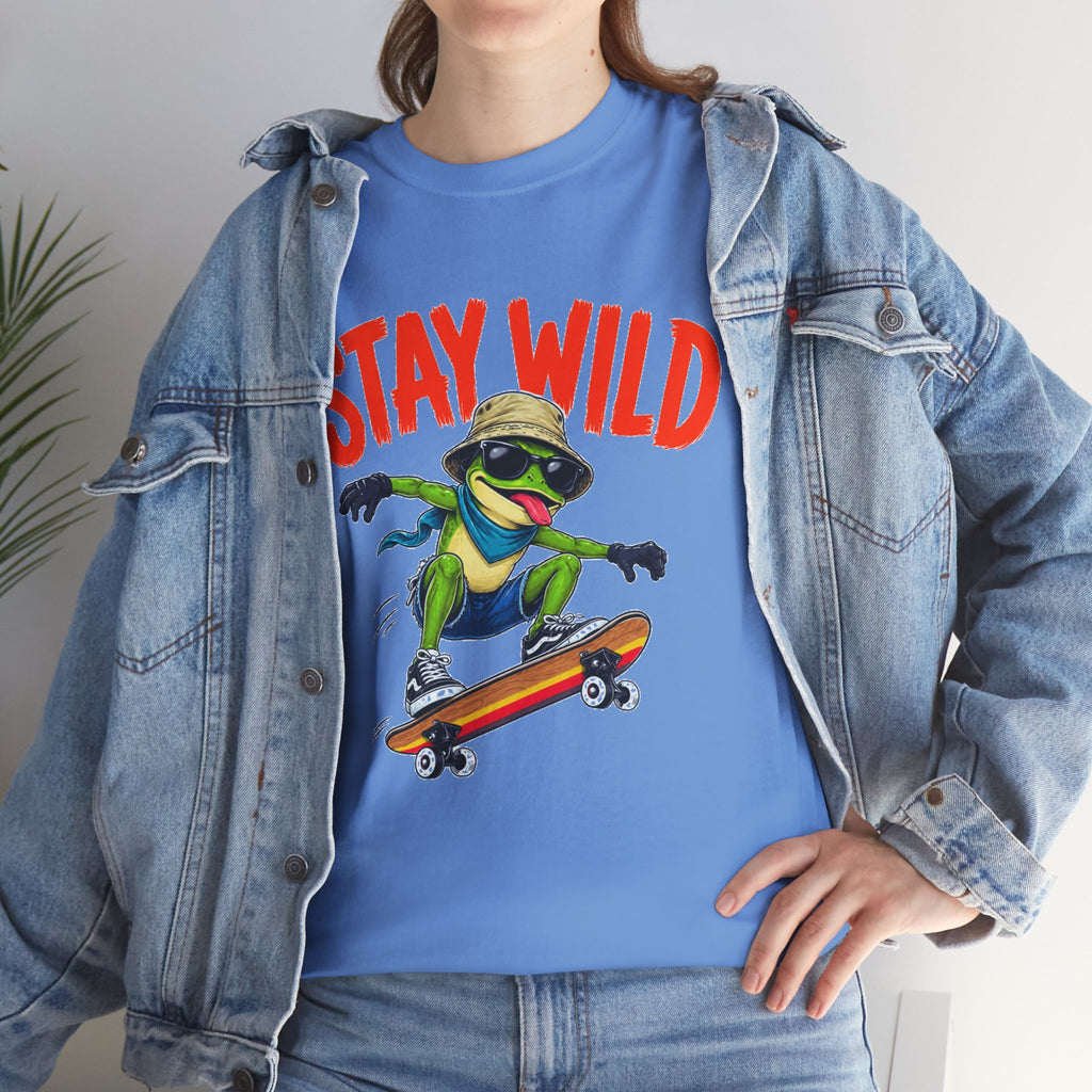 Stay Wild Frog Skateboard Shirt, Funny Frog T-Shirt, Skater Graphic Tee, Retro Frog Shirt, Cool Unisex Streetwear Tee